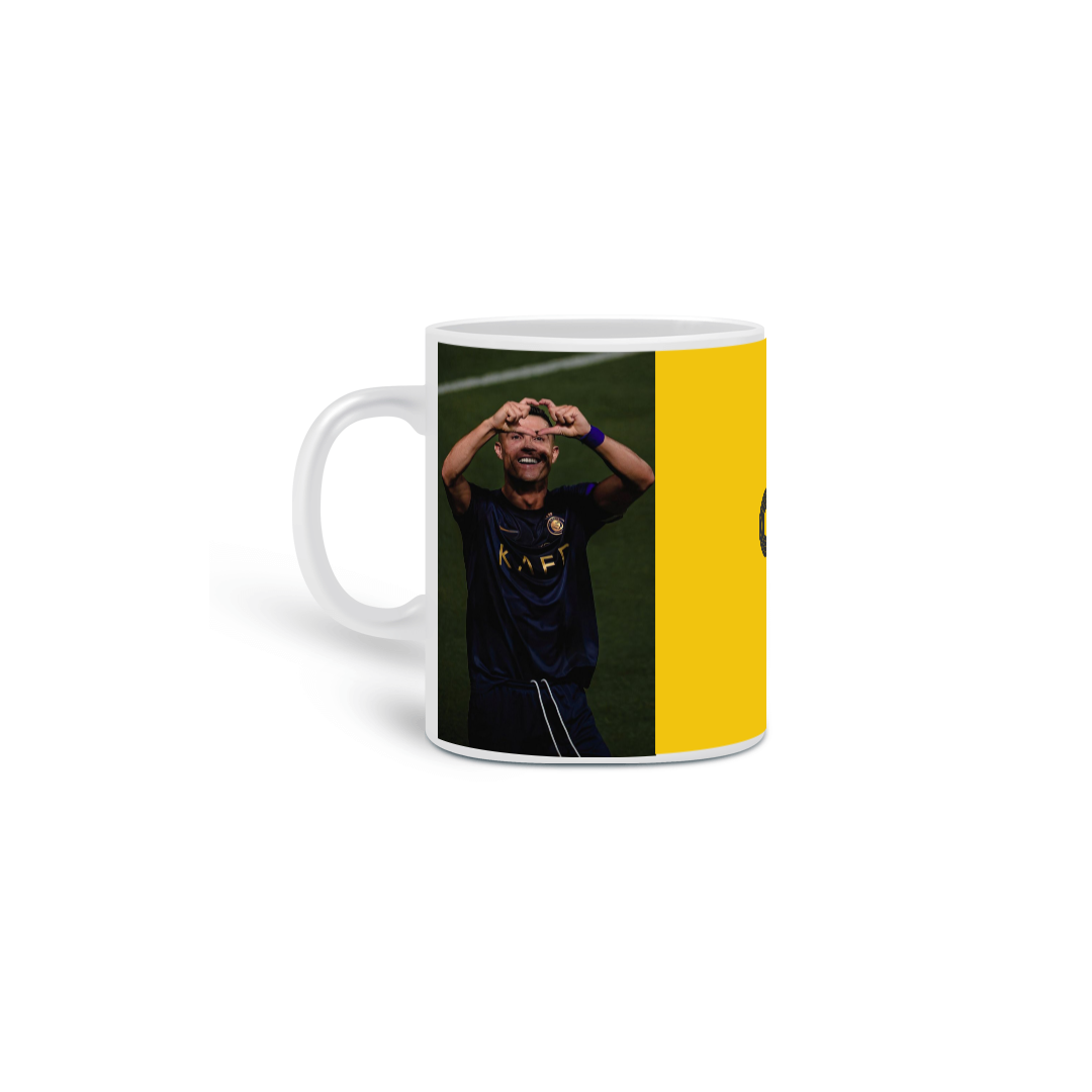 Caneca CR7 ediçao Al Nassr amarela