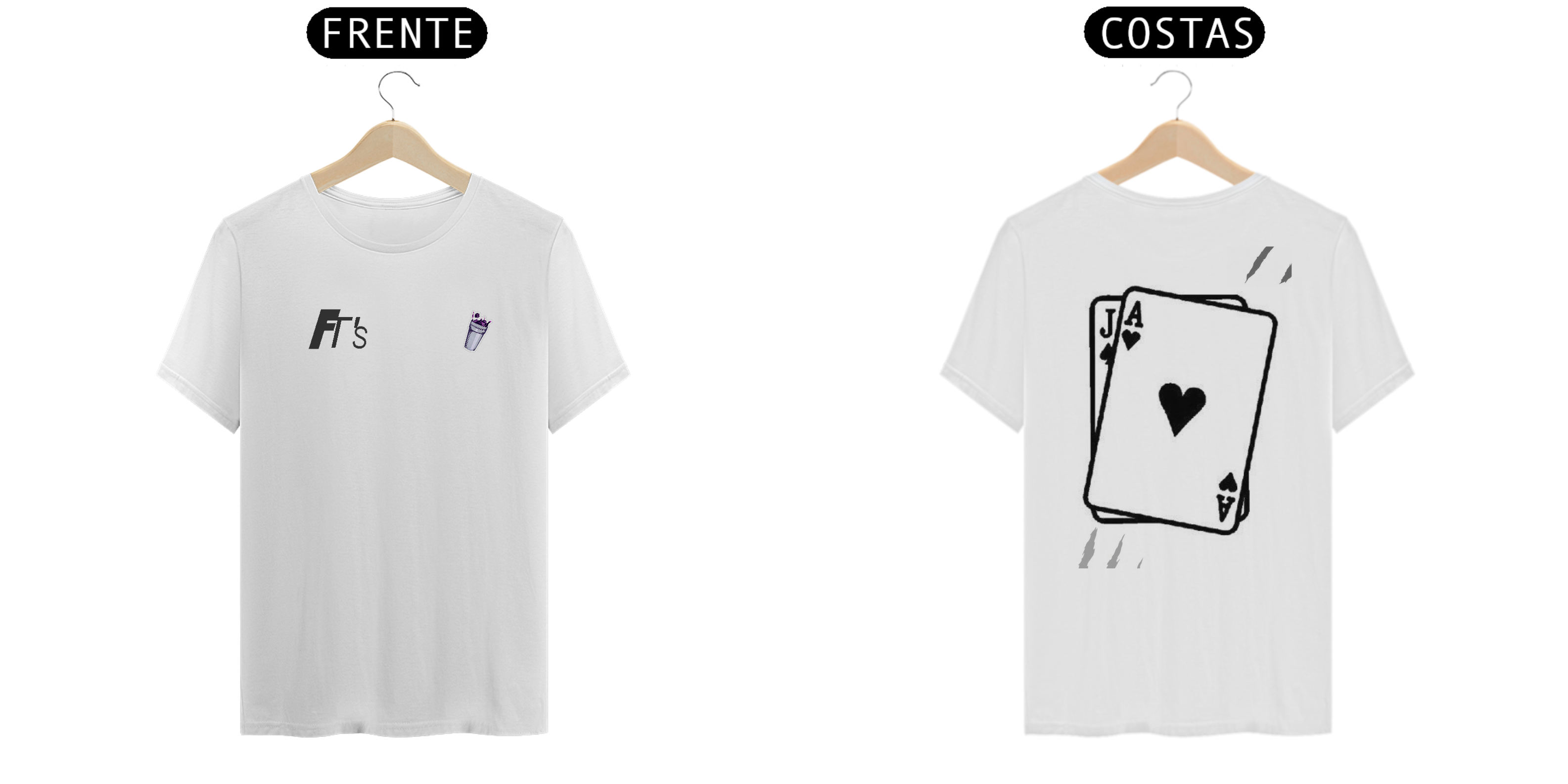 Camisa branca cartas