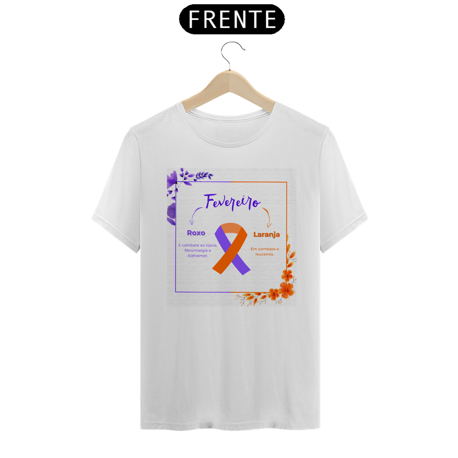 Nome do produto: Camiseta Temática Dlev - Fevereiro Roxo/Laranja