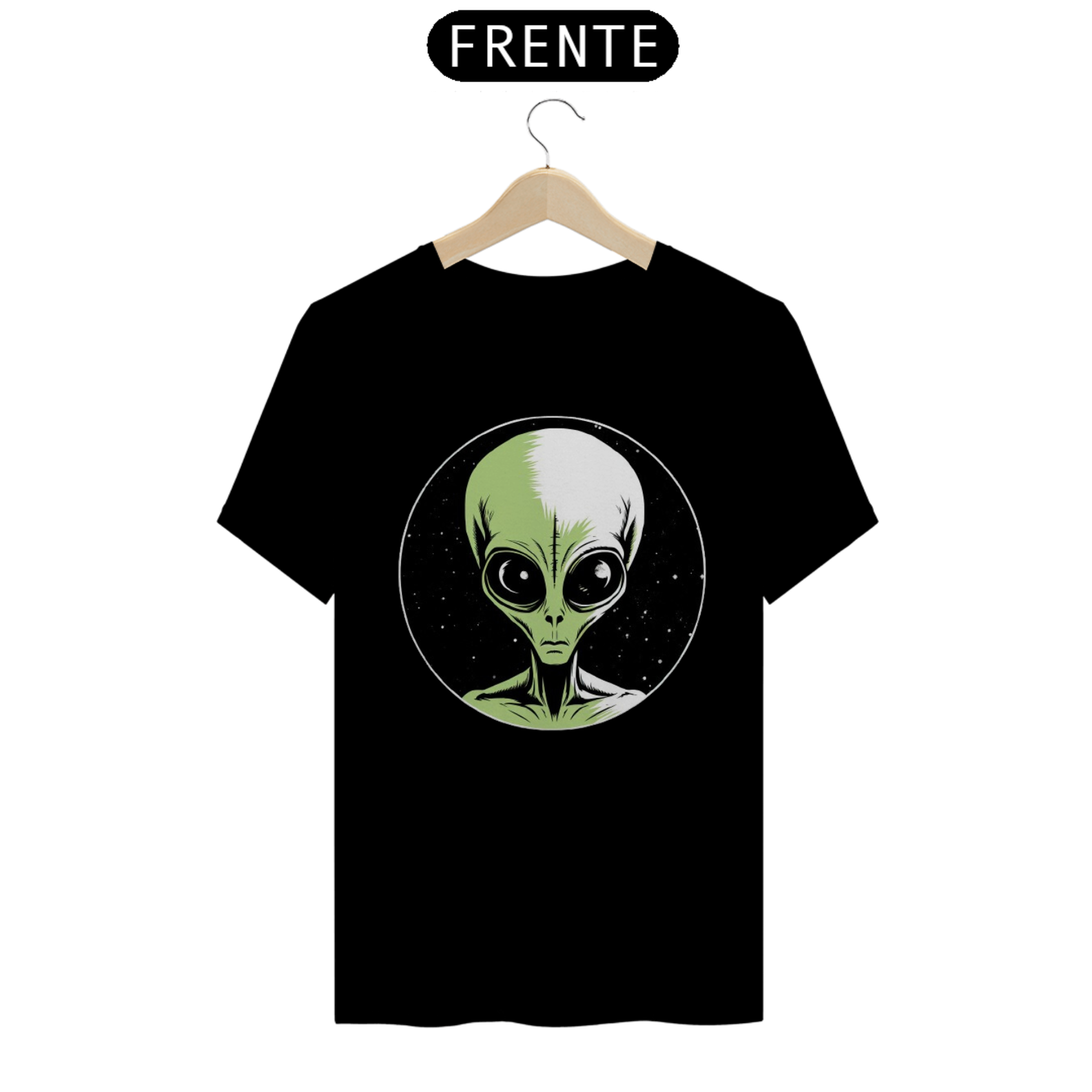 Camiseta Preta - Alien Verde