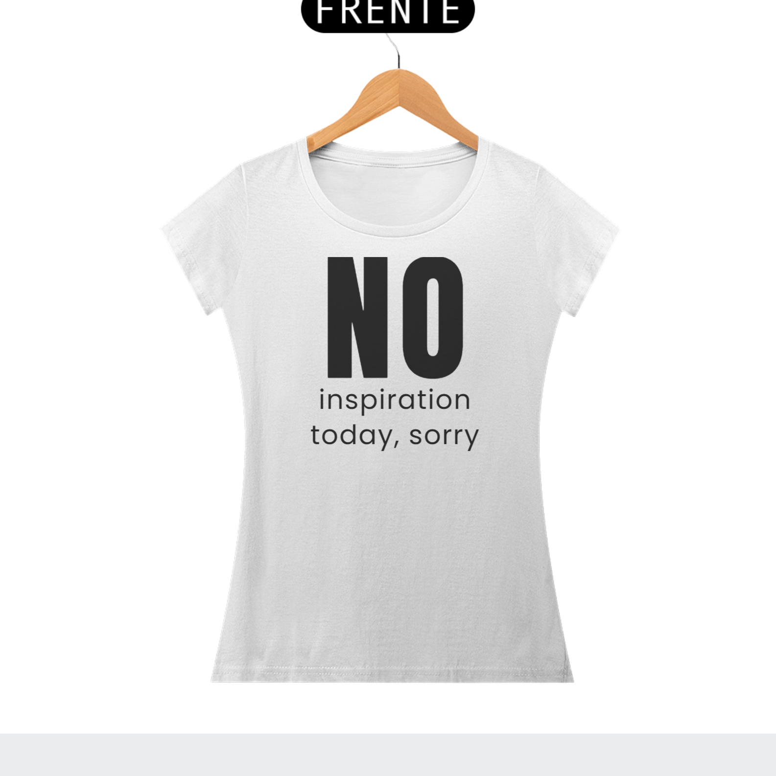t-shirt baby long NO INSPIRATION escrita preta
