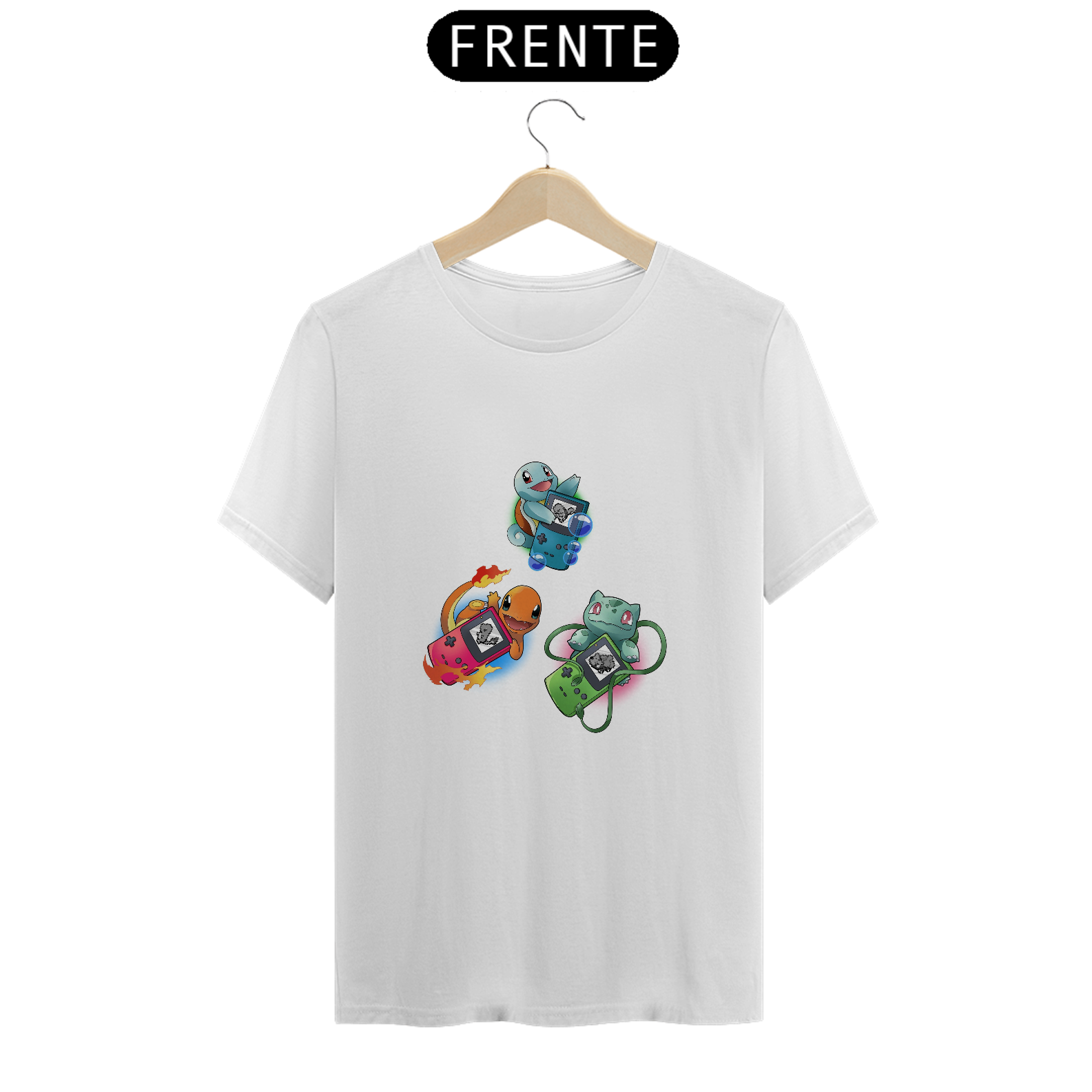 Camiseta Pokémon - Squirtle Bulbassauro e Charmander