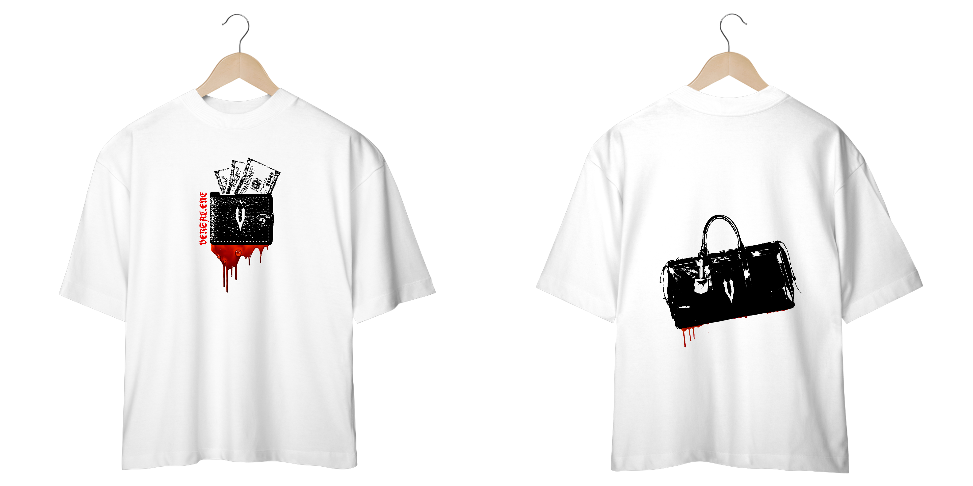 Camiseta Oversized Sangue, Carteira e Mala Versal.Ene