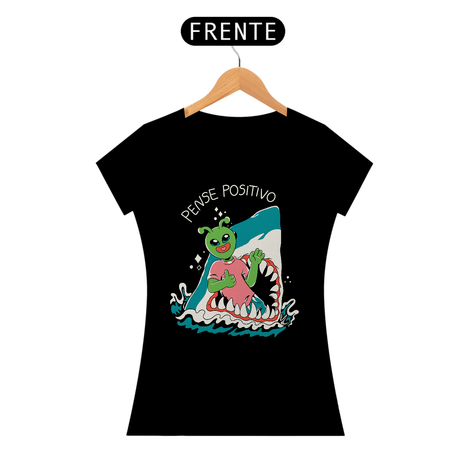 Camiseta Babylook Pense Positivo