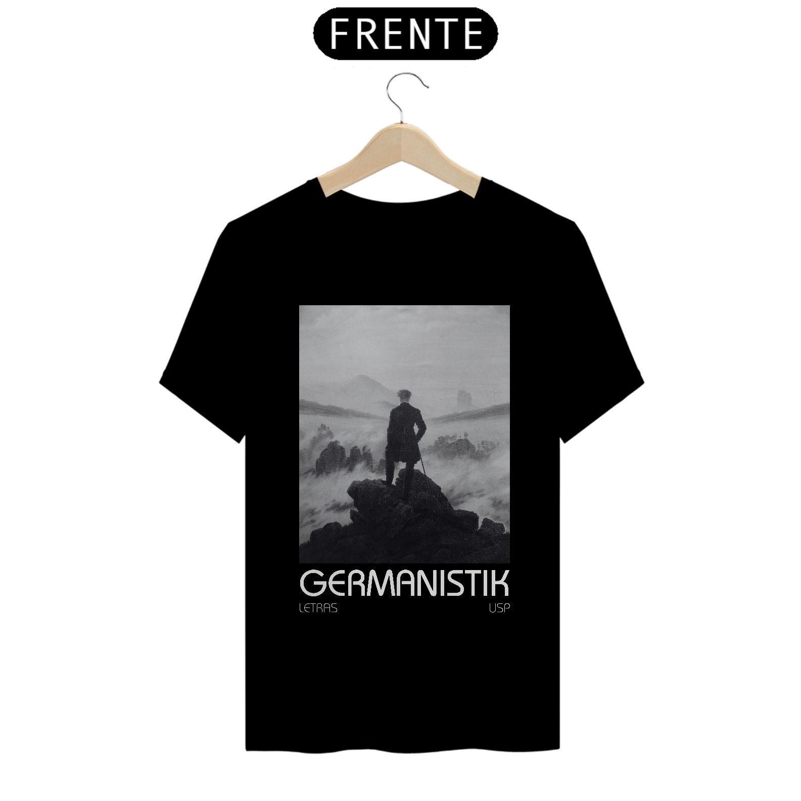 Camiseta Letras USP Alemão Modelo 4 Preta