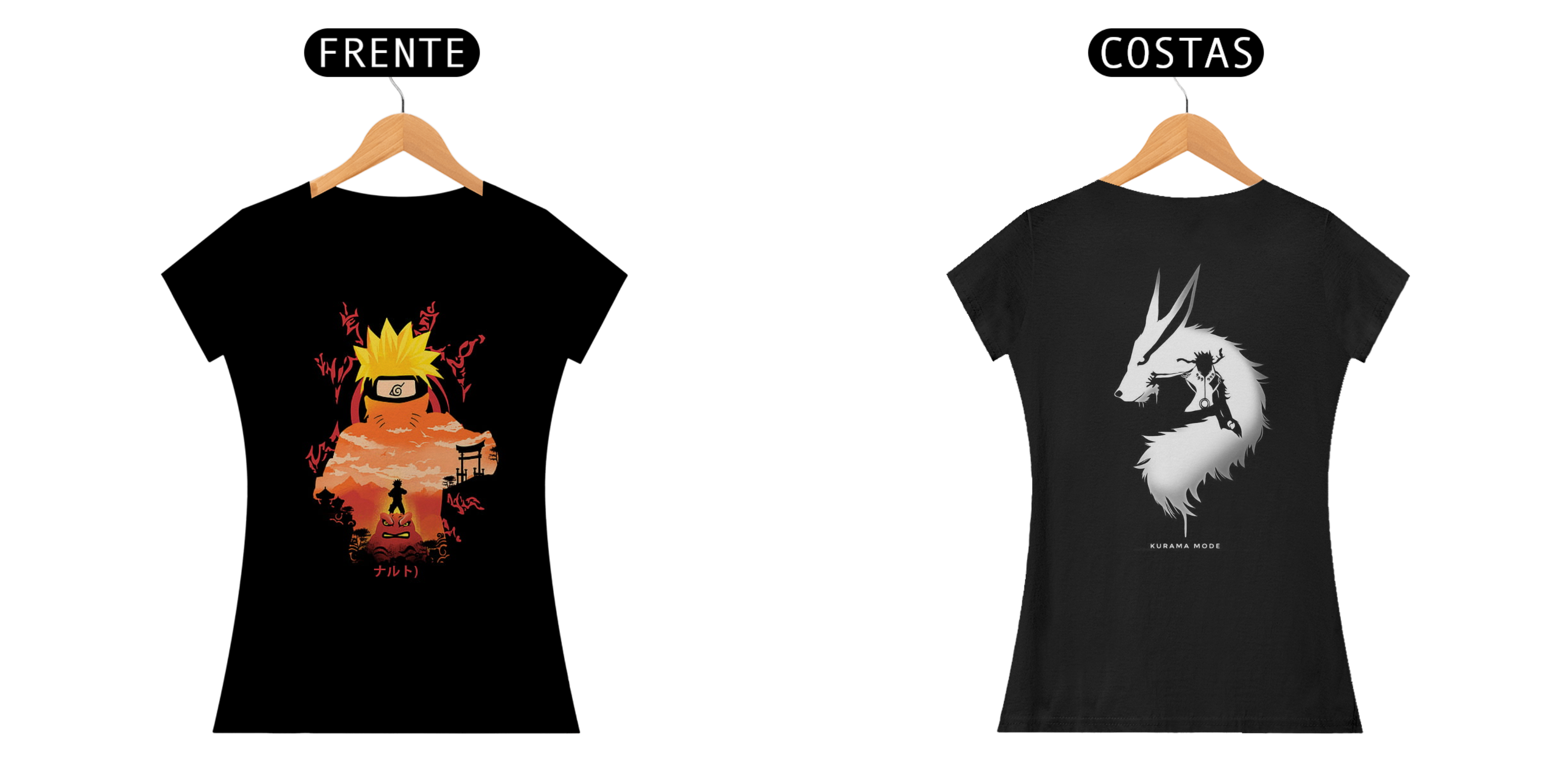 Camiseta Preta do Naruto/Kurama