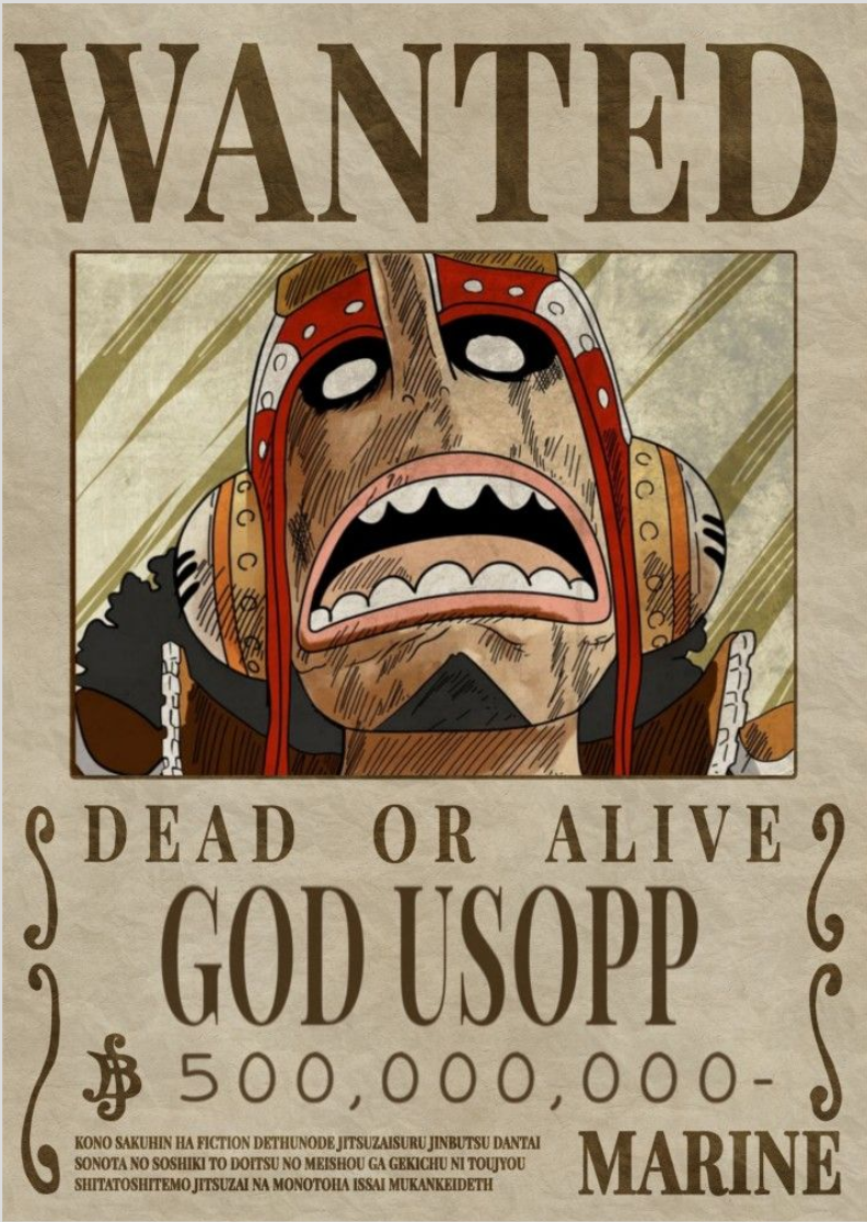 Pôster de Procurado - Usopp: O Atirador Destemido dos Chapéus de Palha!