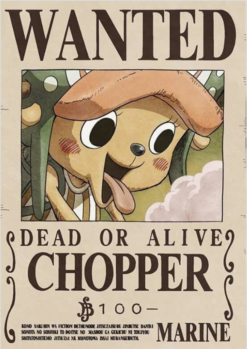 Pôster de Procurado - Tony Tony Chopper: O Médico Peludo dos Chapéus de Palha!