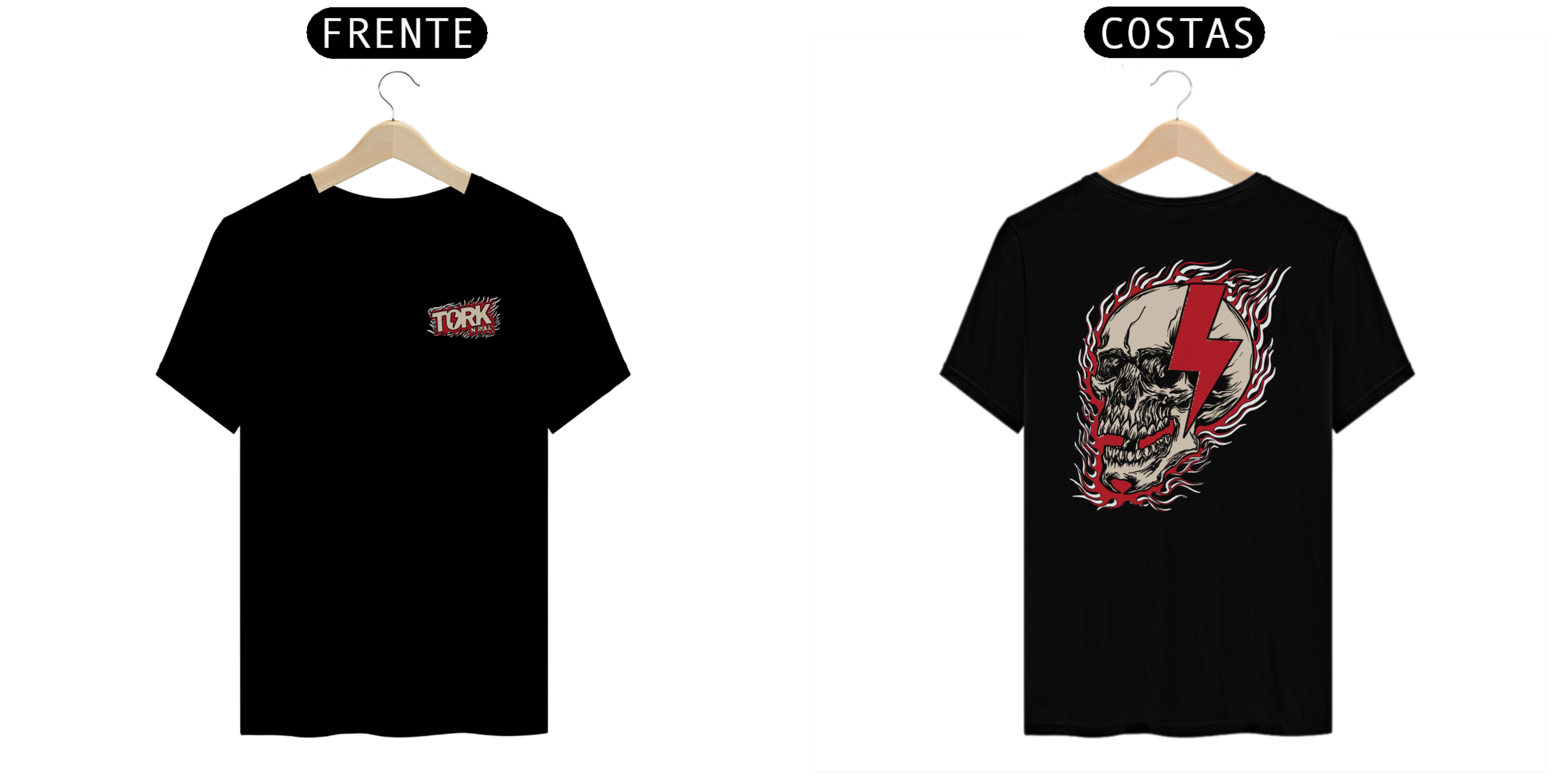 Camiseta Masculina Tork n`Roll Caveira Vermelha