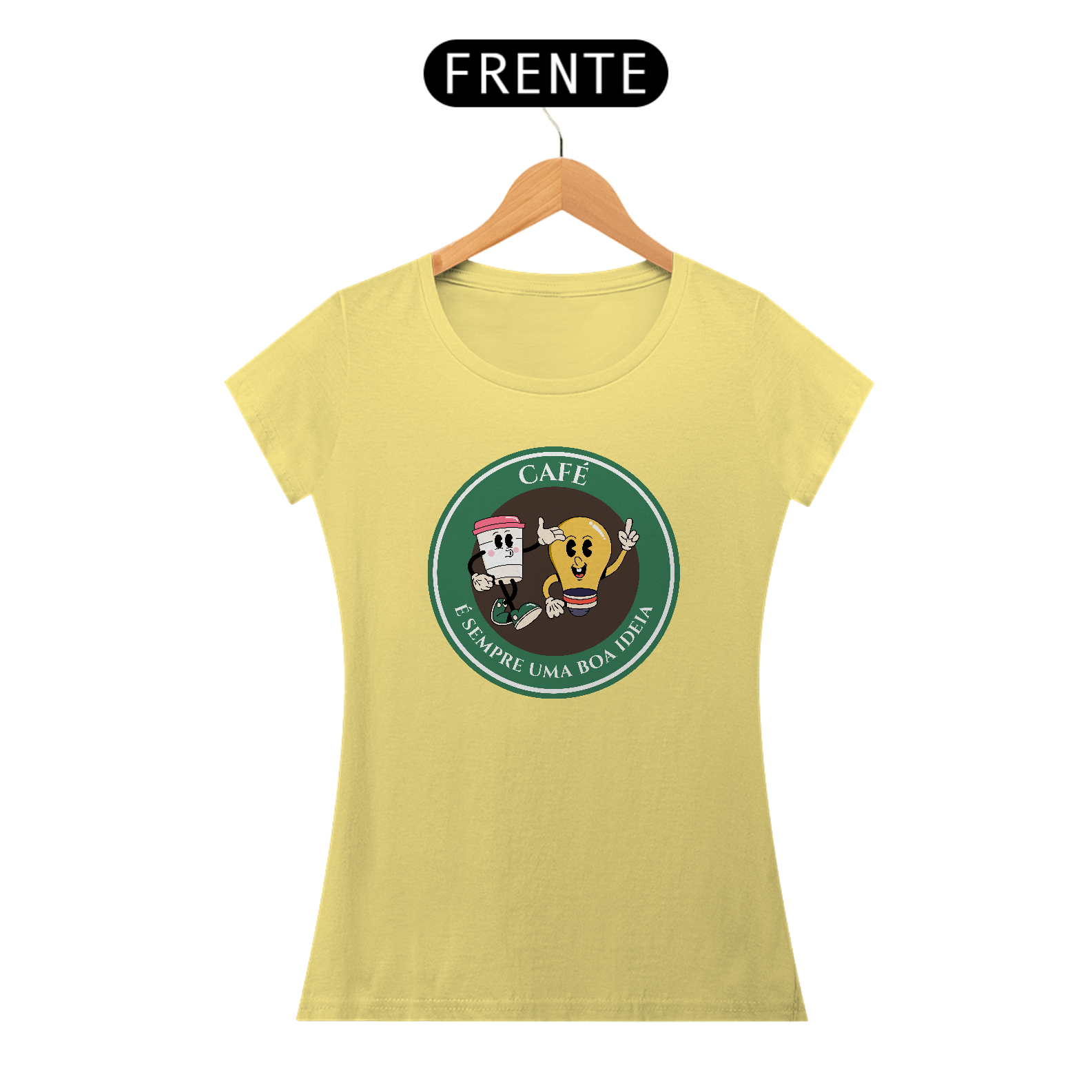 CAMISETA ESTONADA FEMININA CAFÉ UMA BOA IDEIA