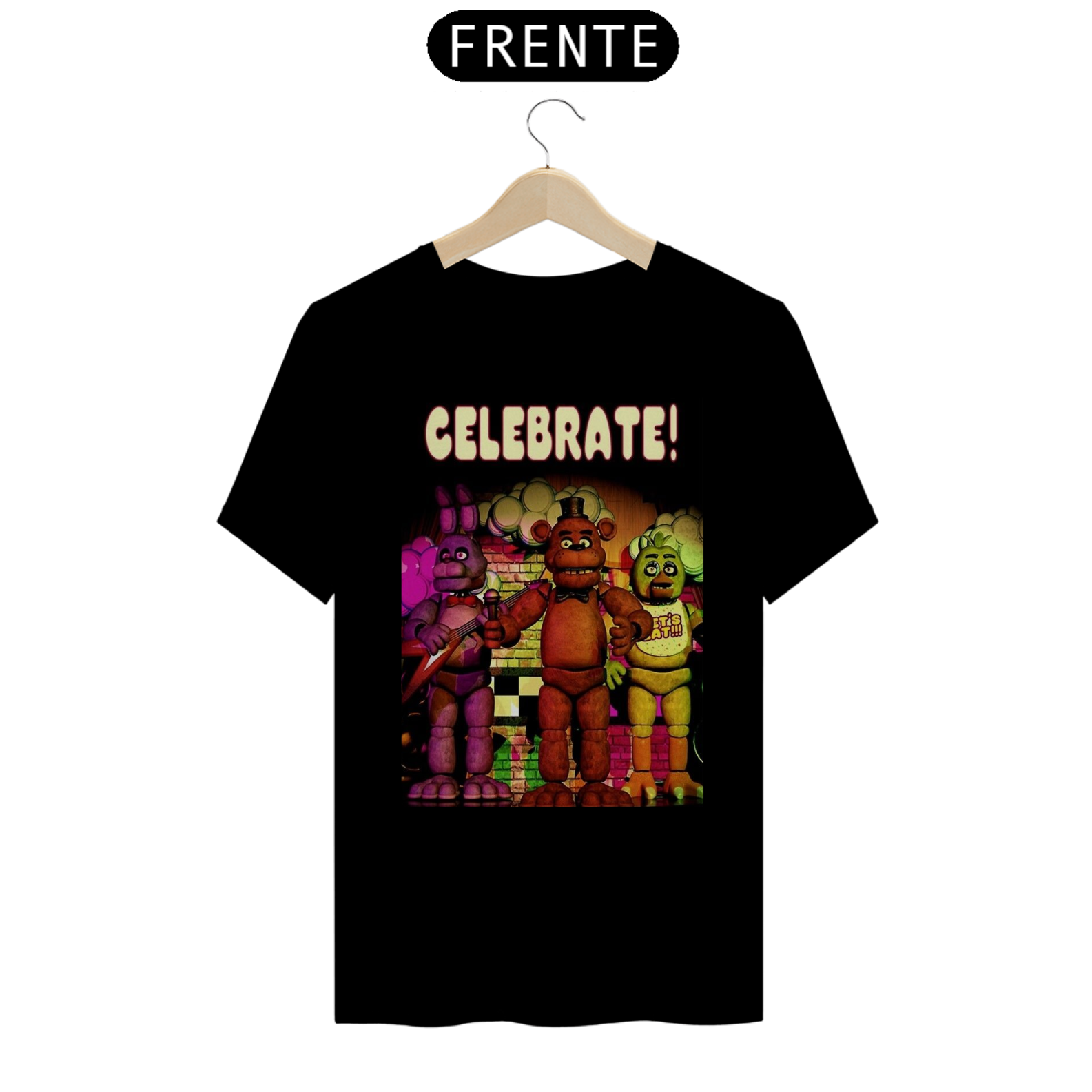 Camiseta Five Nights At Freddy's Celebrate! Preto