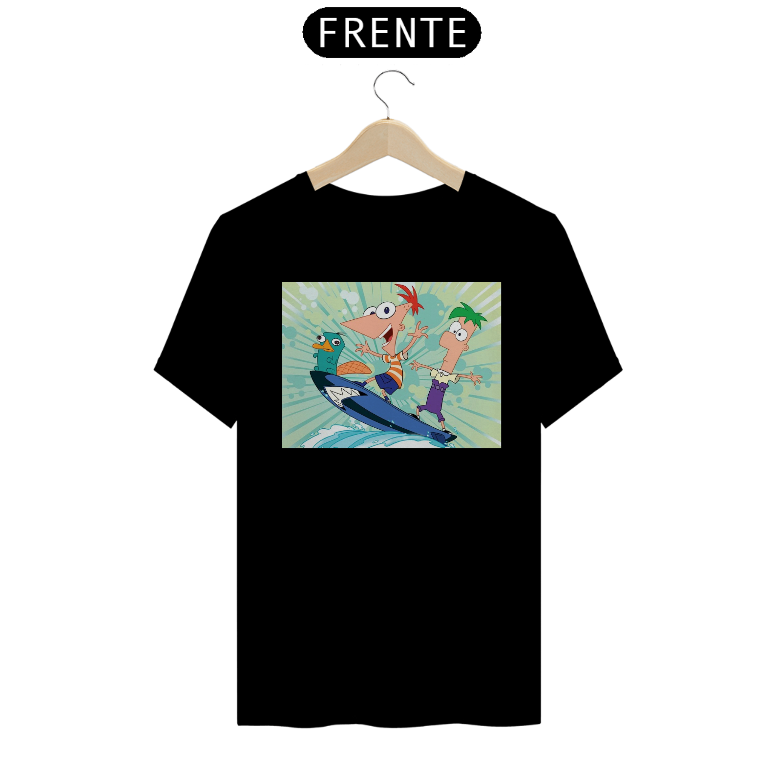 Nome do produto: Camiseta T-Shirt Quality Phineas e Ferb Surfando