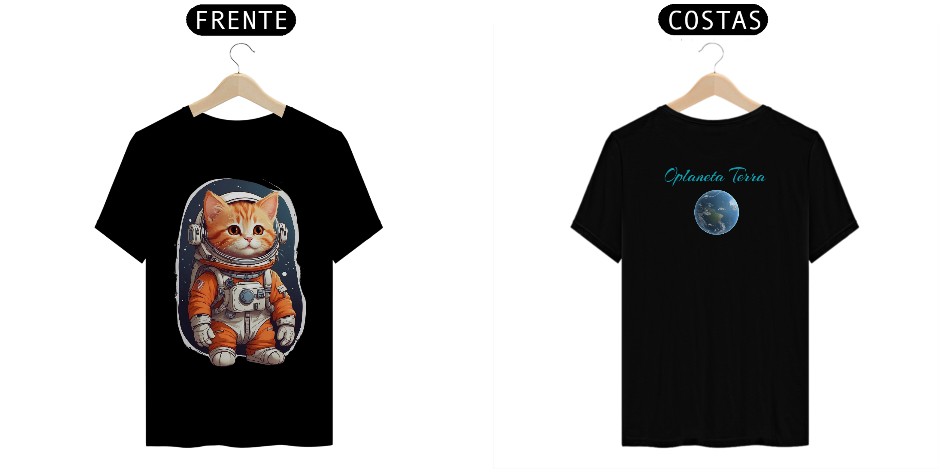 Camiseta Masculina T-Shirt Quality - Gatinho astronauta