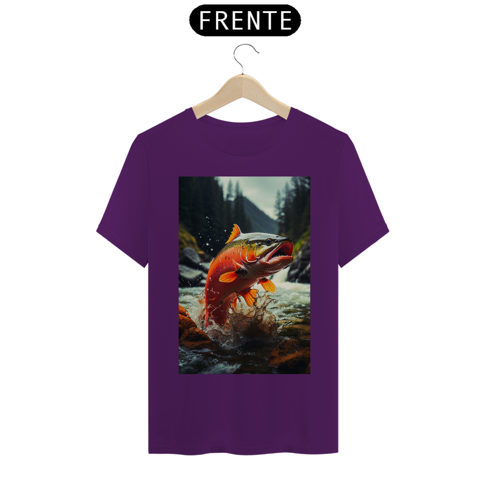 Camiseta Masculina - Salmon saltando fora d´agua