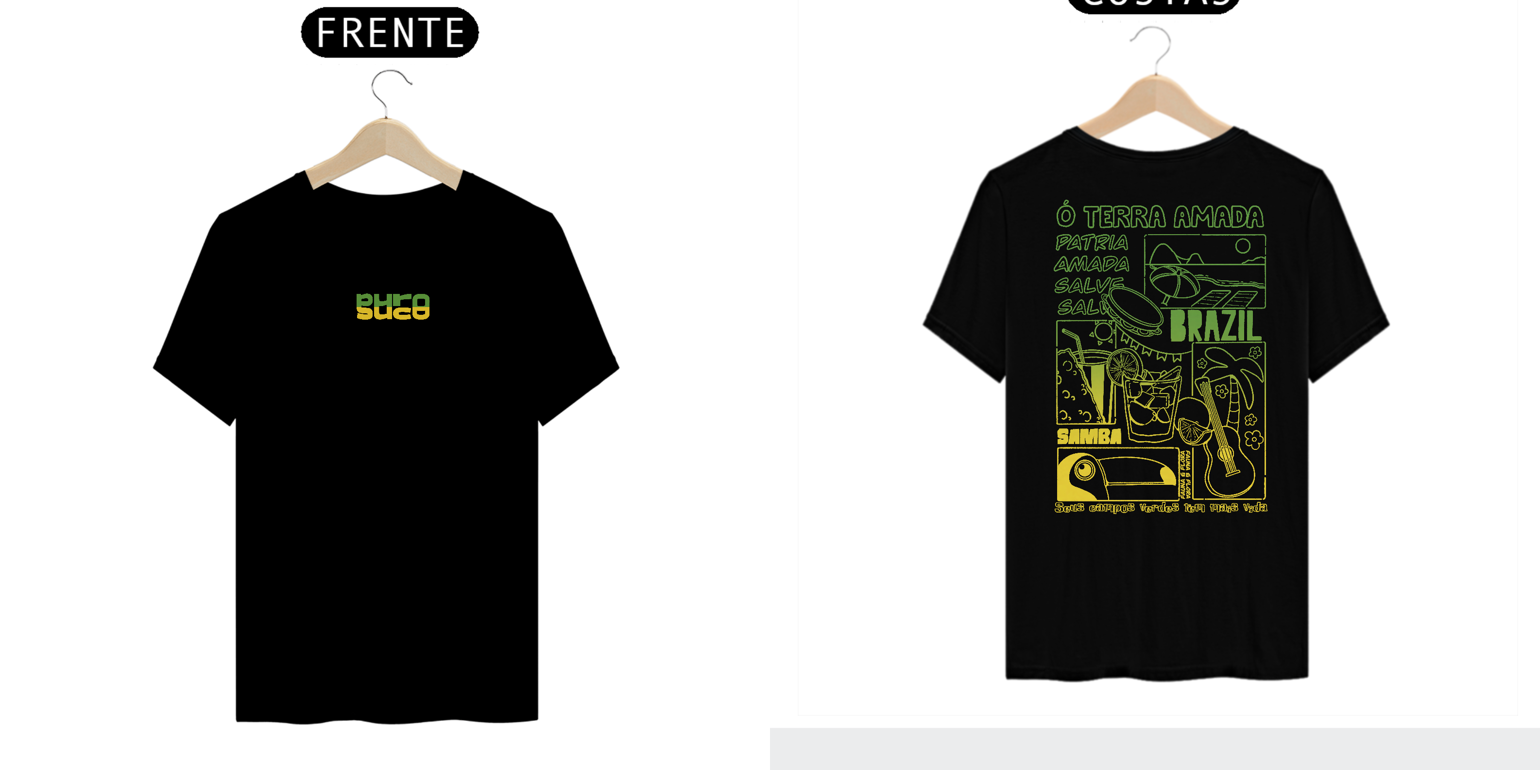 Brasilidade - Cor Preta, estampa verde e amarelo. 