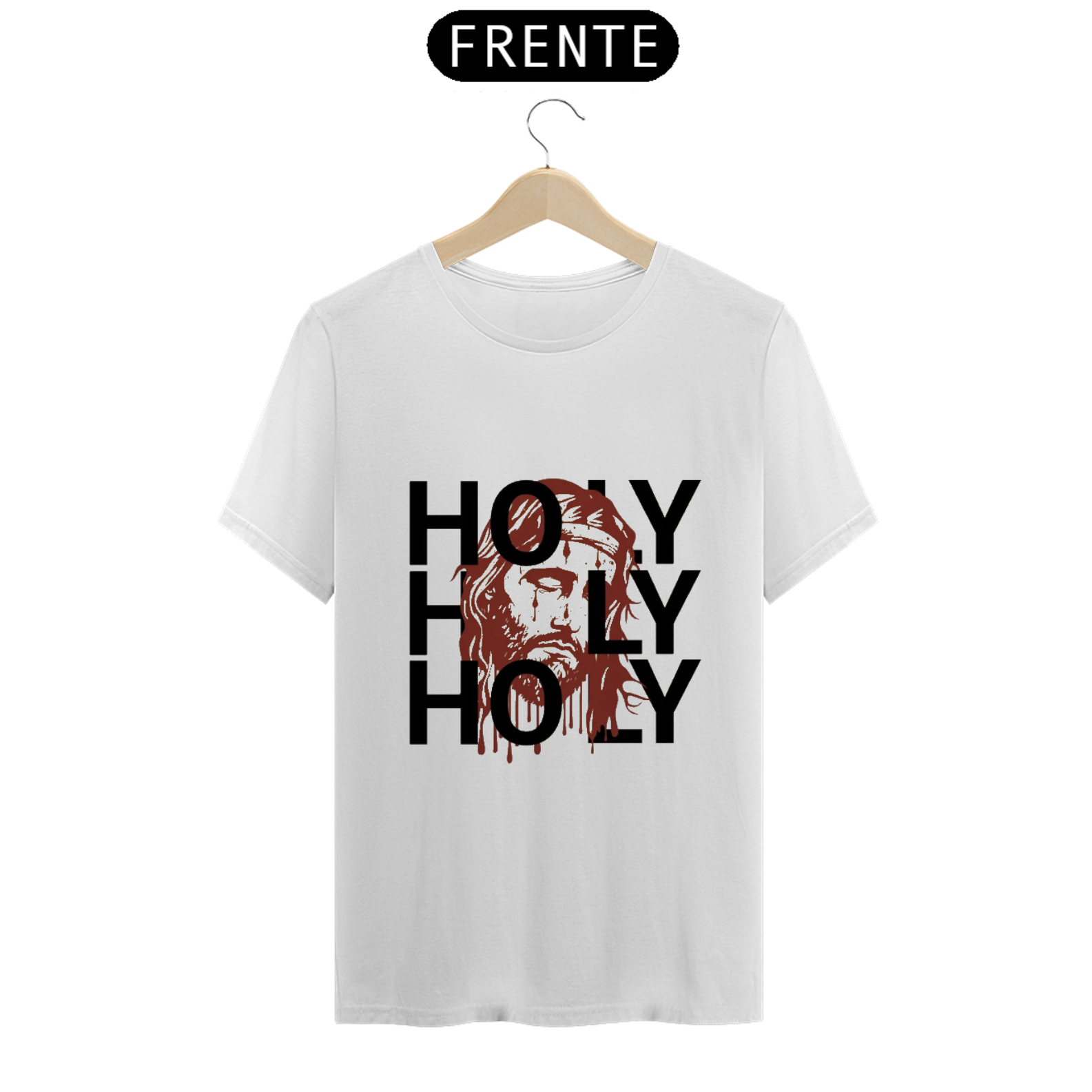 Camisa de Estampa de Jesus Holy - T-Shirt Clássica 