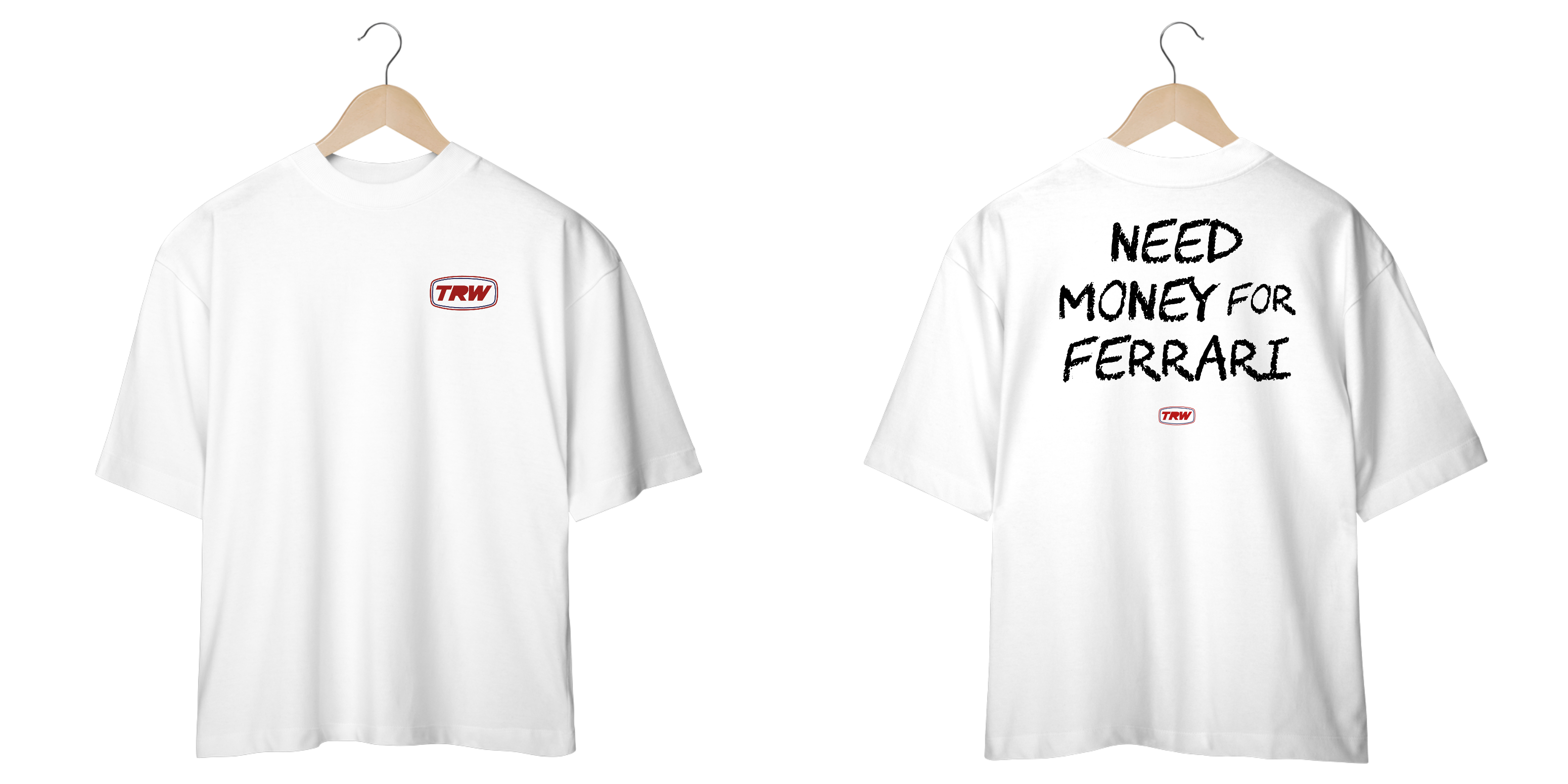 Camiseta Oversized Need Money for Ferrari - Frente e Costas