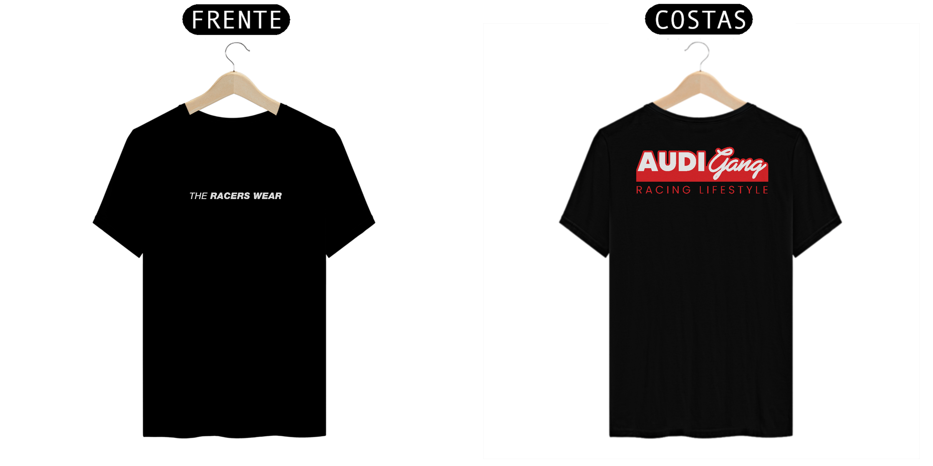  Camiseta Audi Gang | Preta - Frente e Costas