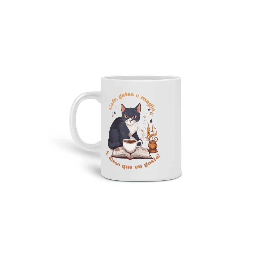 Caneca - Café, Gatos e Magia