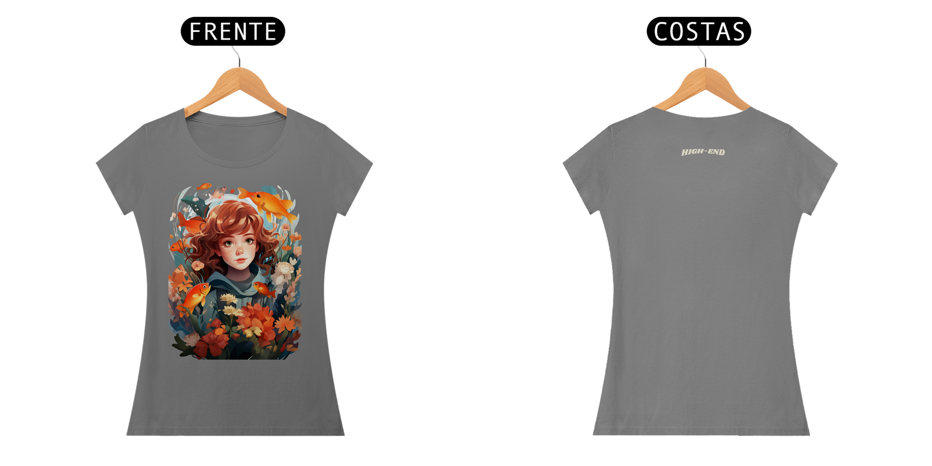 Camiseta Estonada Baby Long Brilho Ruivo