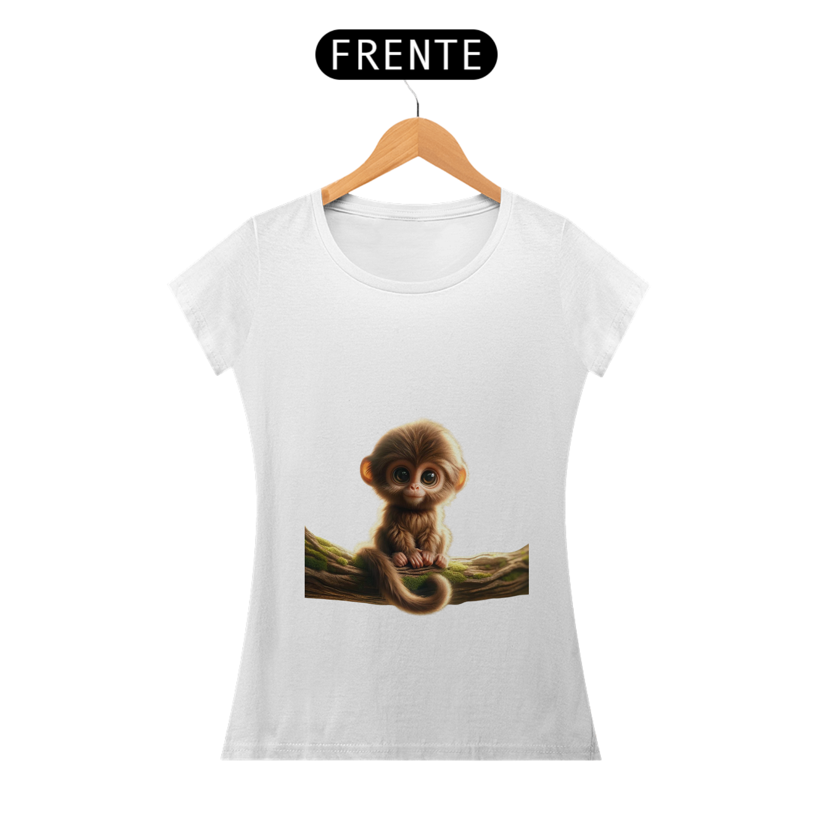 Camiseta Baby Long Macaquinho Sentado no Galho