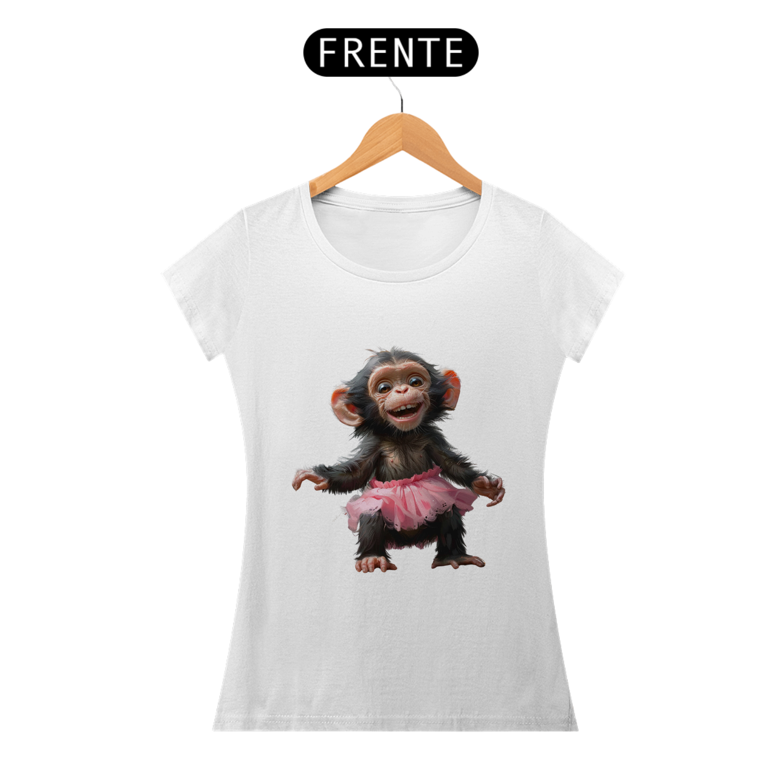 Camiseta Baby Long Macaquinha Feliz