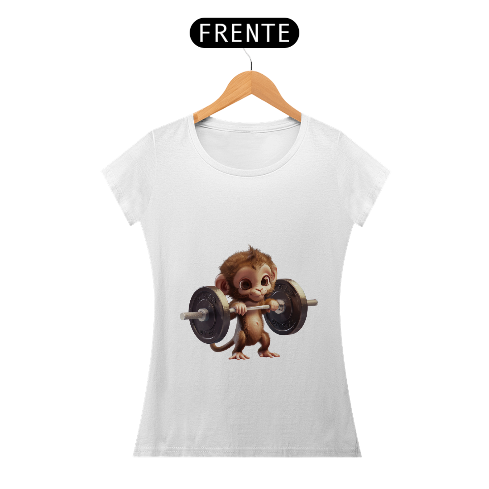 Camiseta Baby Long Macaquinho Levantando Pesa