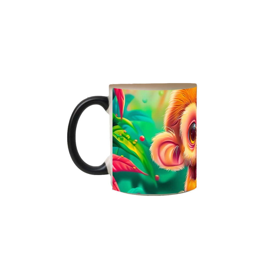 Caneca Mágica Macaquinho Tomando Café