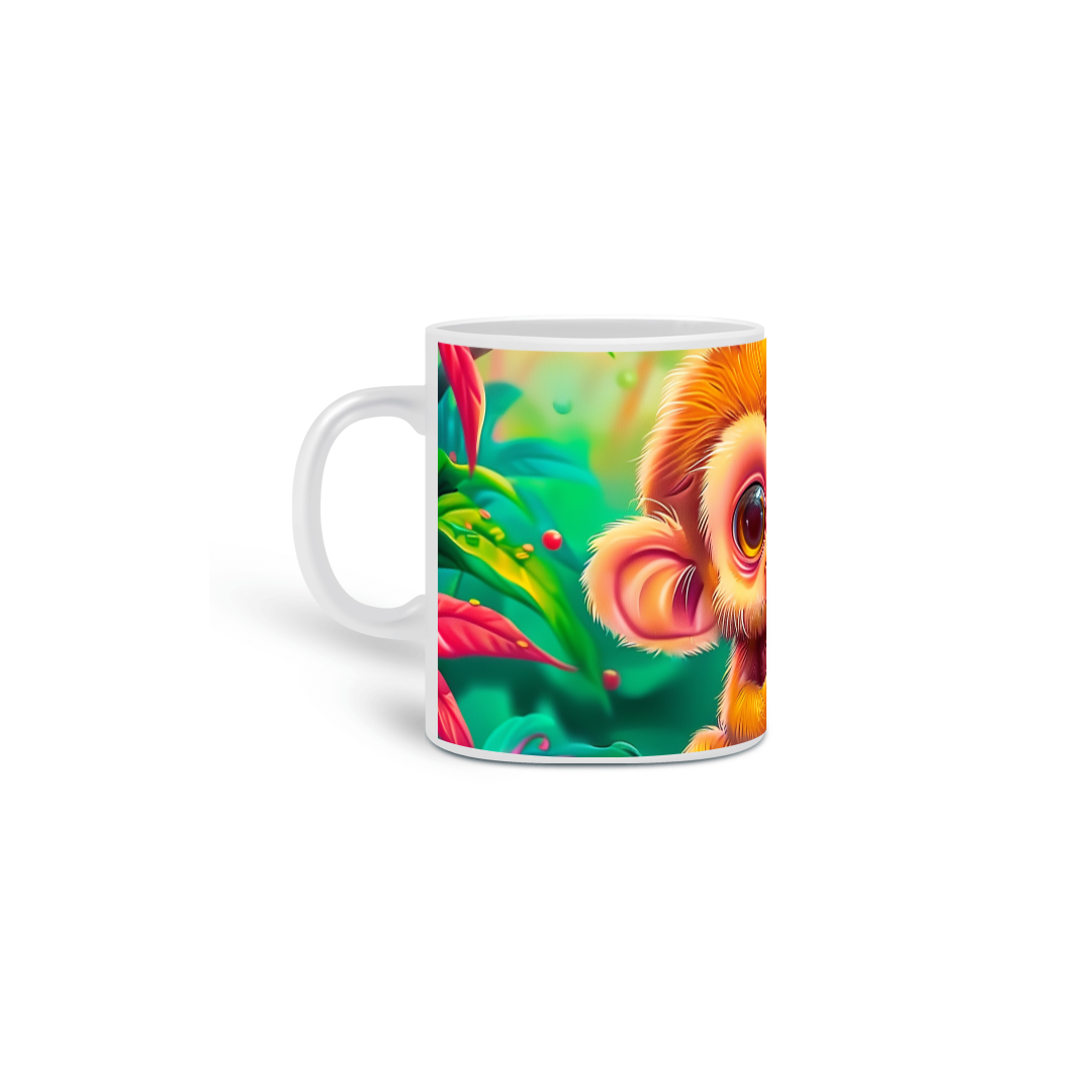 Caneca Macaquinho Tomando Café