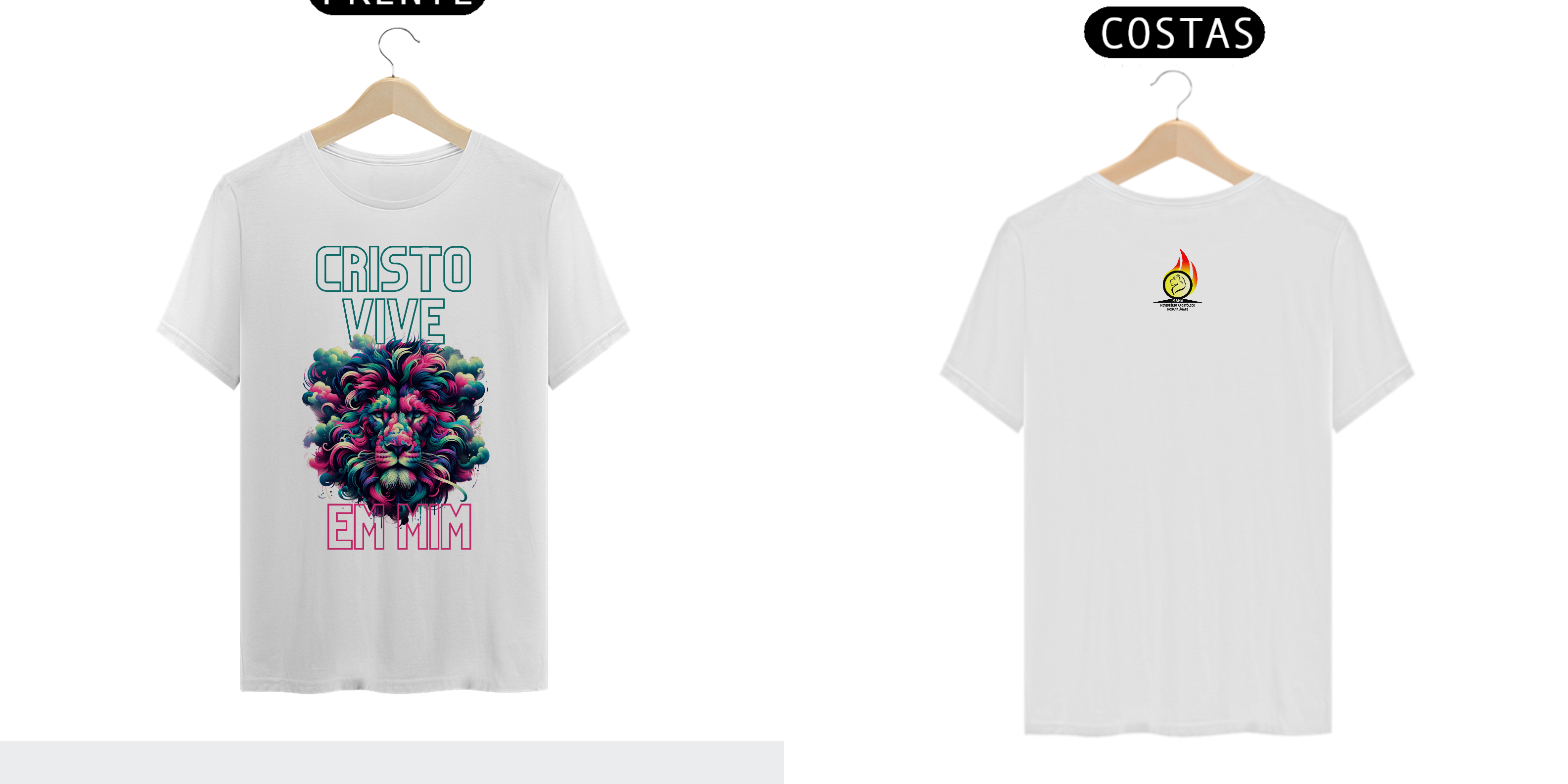 Camiseta Cristo Vive em Mim Leão Multicores