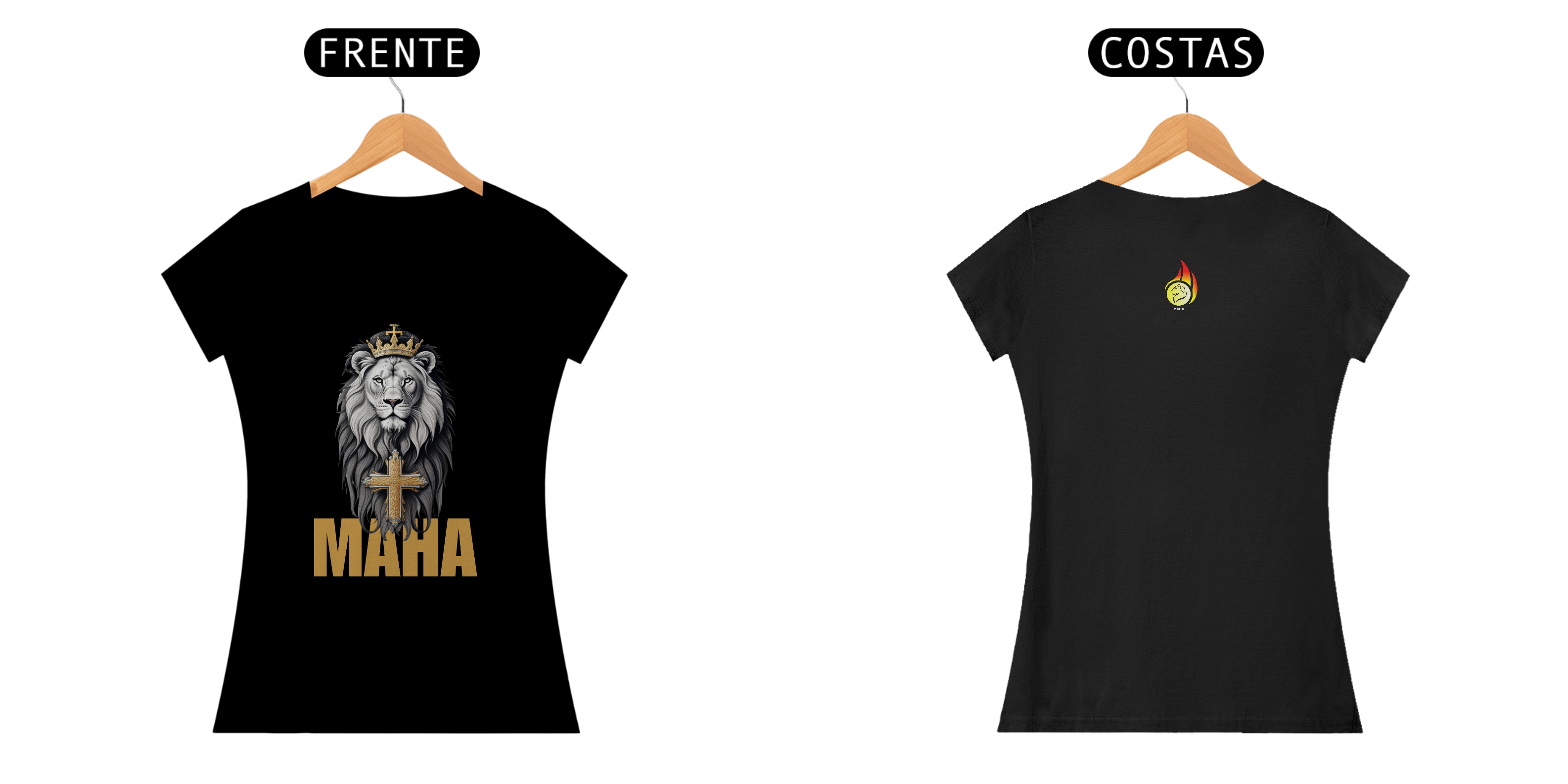 Camiseta Baby long MAHA Leão e a Cruz