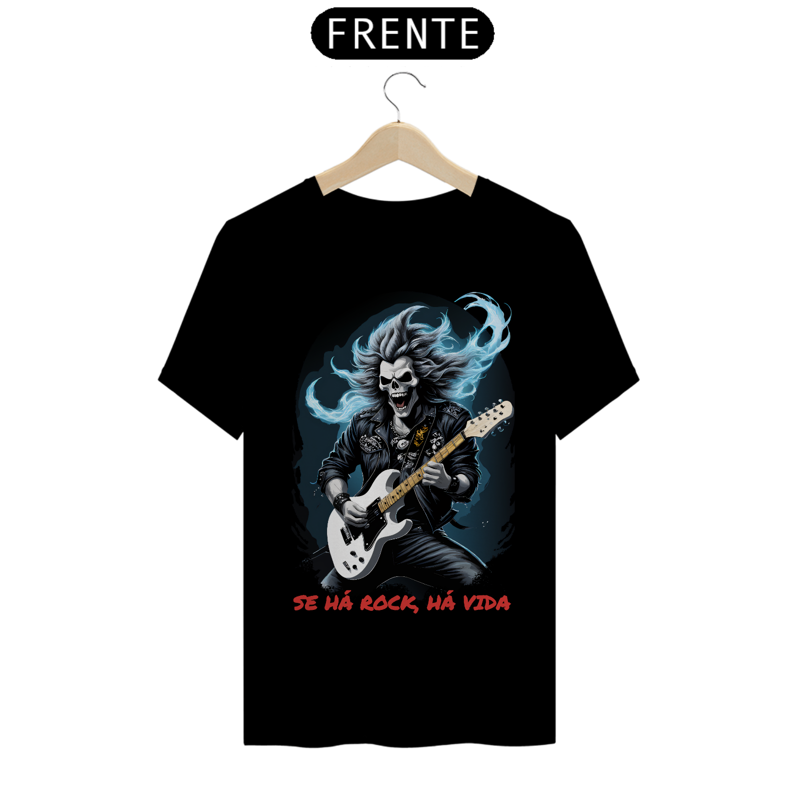 Camiseta de Rock Masculina se Há rock, Há vida