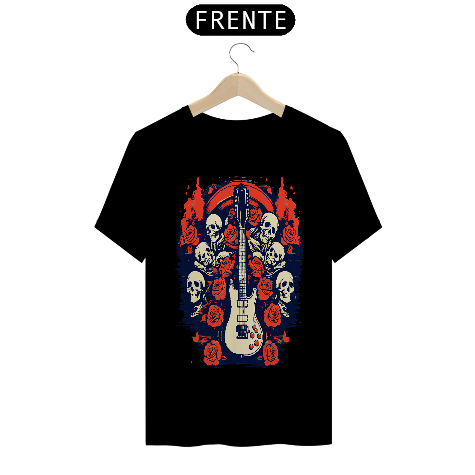 Camiseta de Rock Masculina Skull Roses