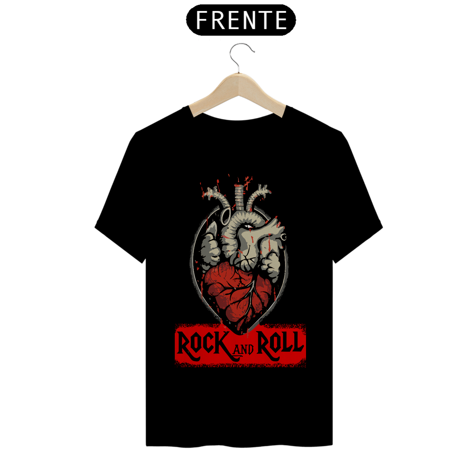 Nome do produto: Camisa de Rock Masculina Heart Rocker