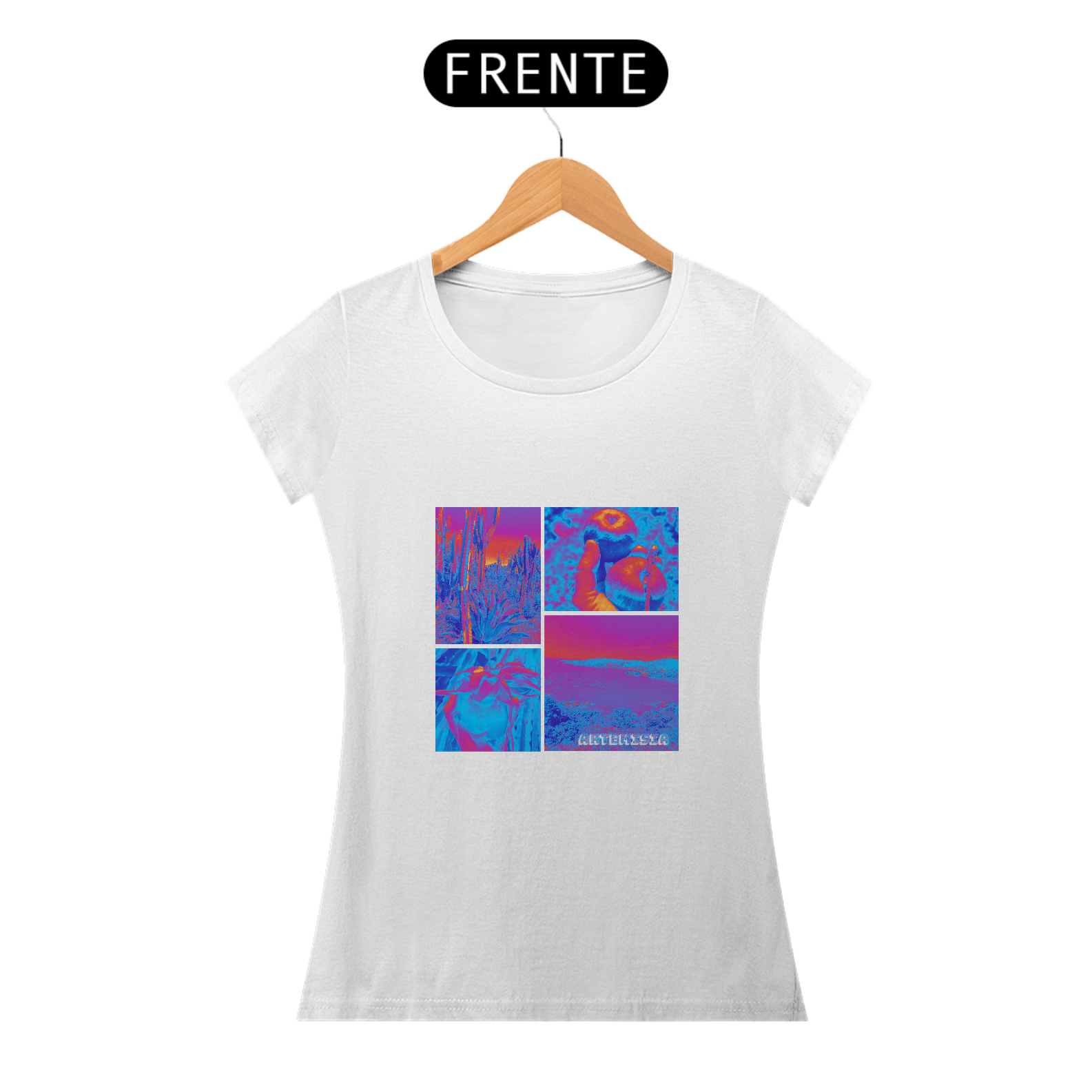 Camiseta Fem Estampa com Frutas Psicodélicas