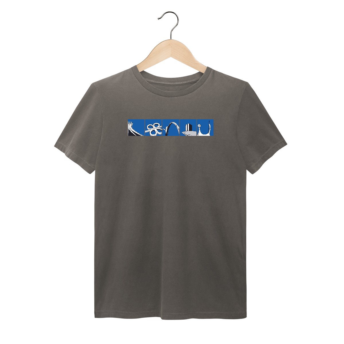 Camiseta estonada reta ícones Brasília