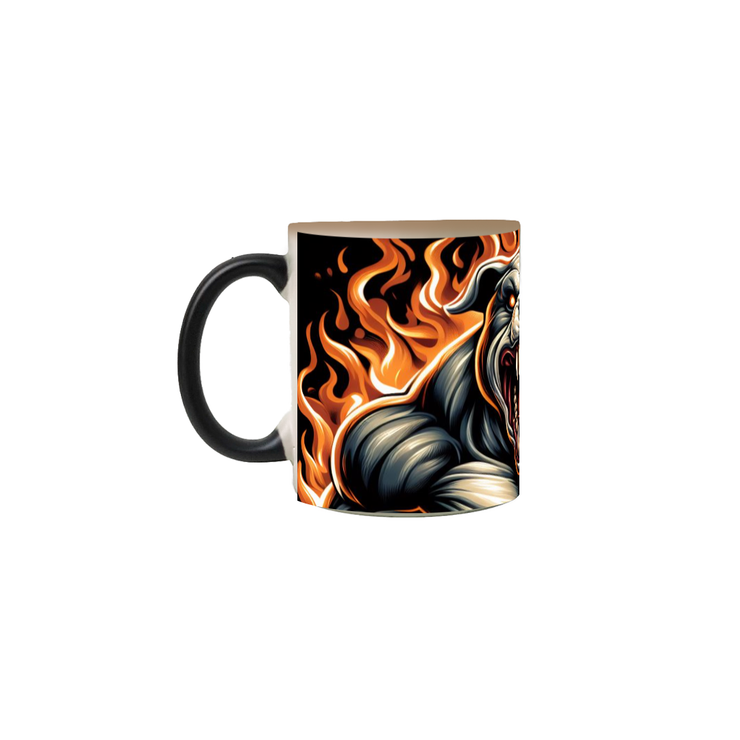 caneca mágica pitbull imagem aparece ao colocar líquido quente