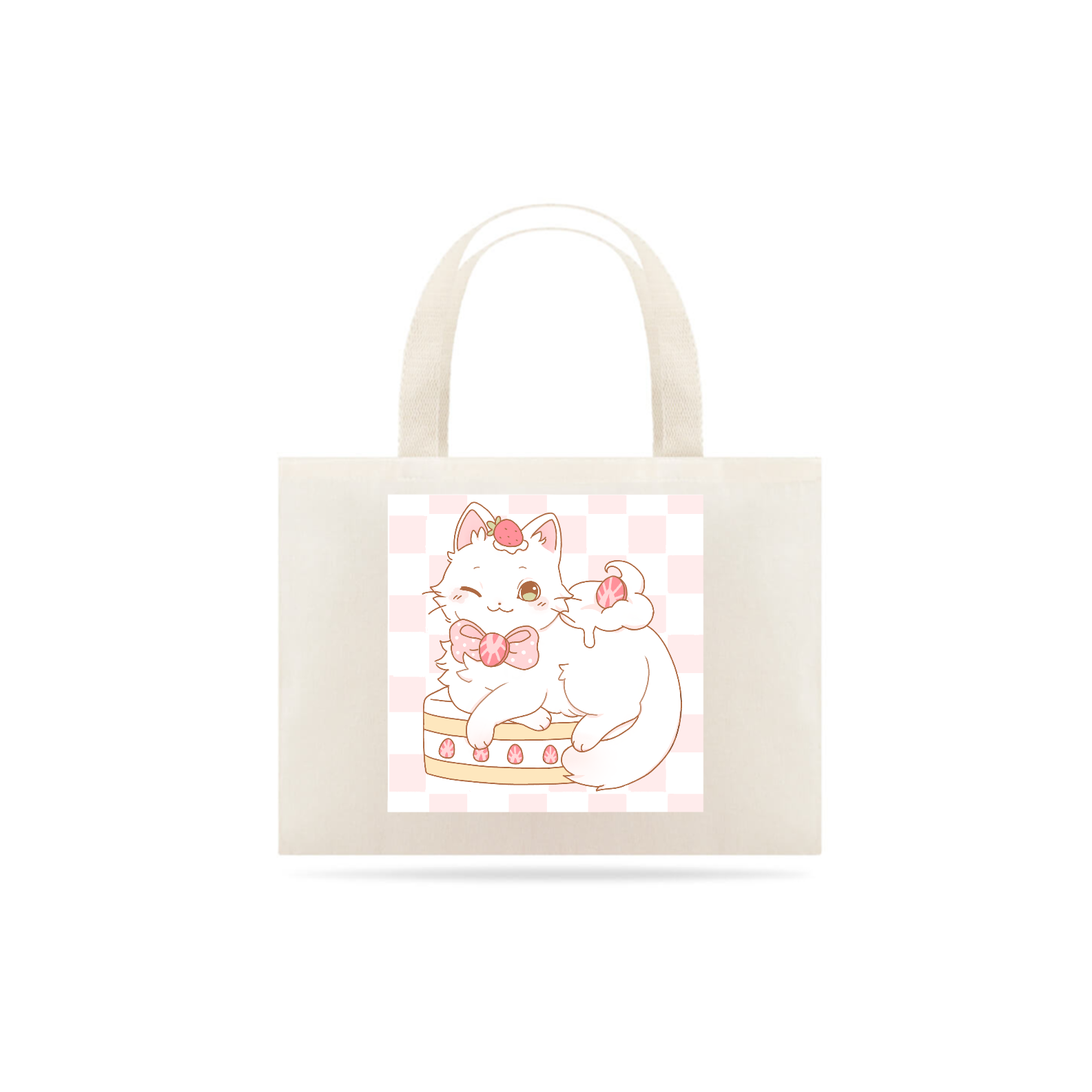 Ecobag gatinho bolo de morango