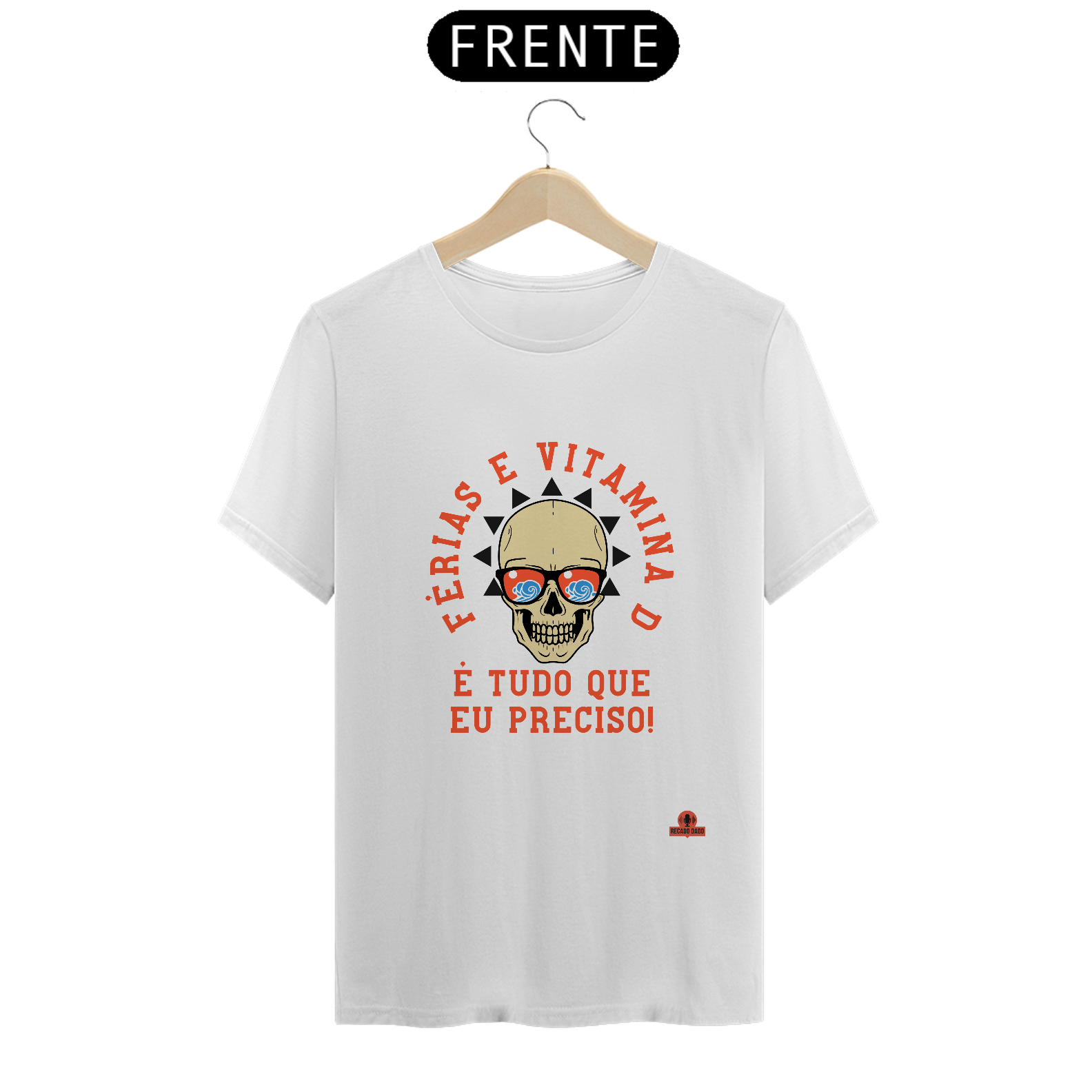 Camiseta com estampa de caveira e frase divertida 