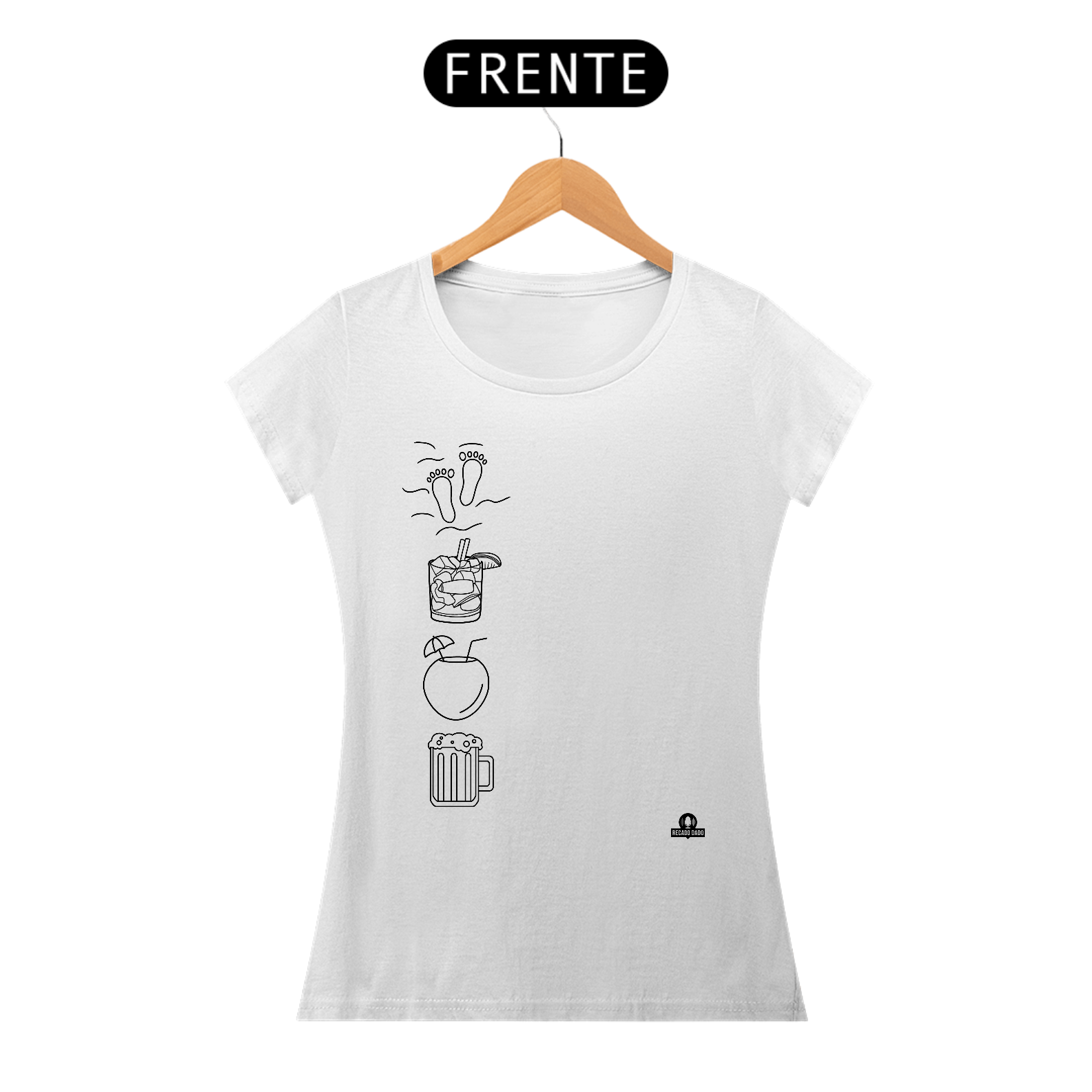 Camiseta feminina de samba com estampa que remete à música 