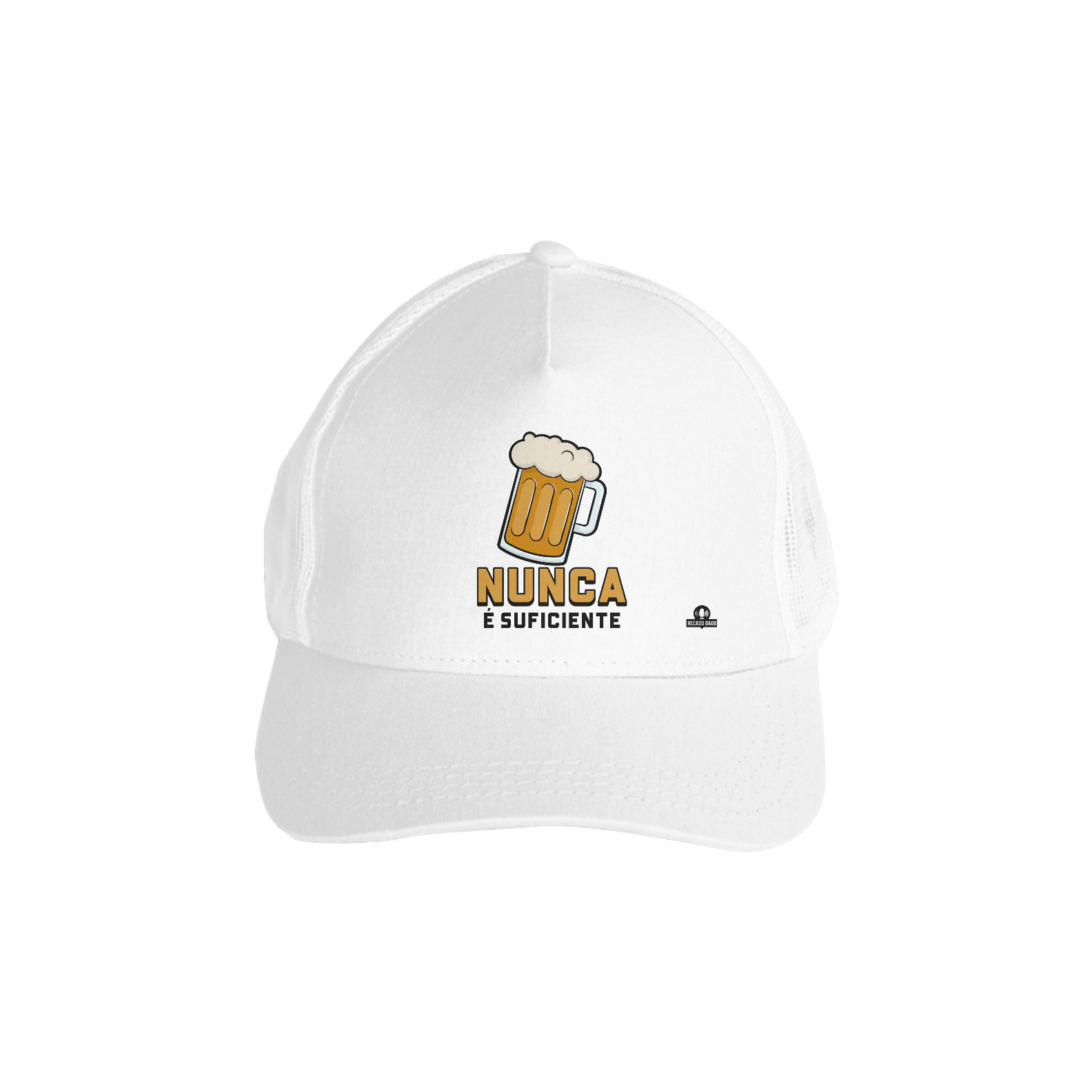 Boné aba curva de cerveja com estampa de caneca de chopp e frase 