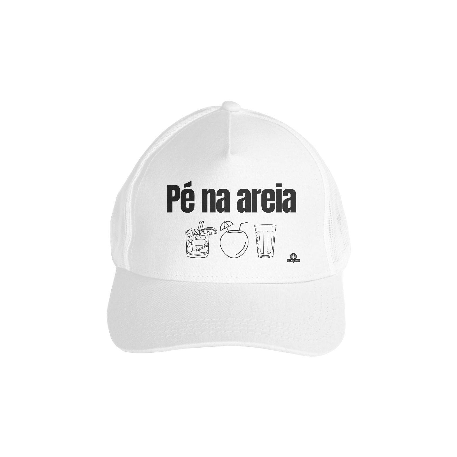 Boné aba curva  Pé Na Areia, Caipirinha, Água de Coco e Cervejinha.