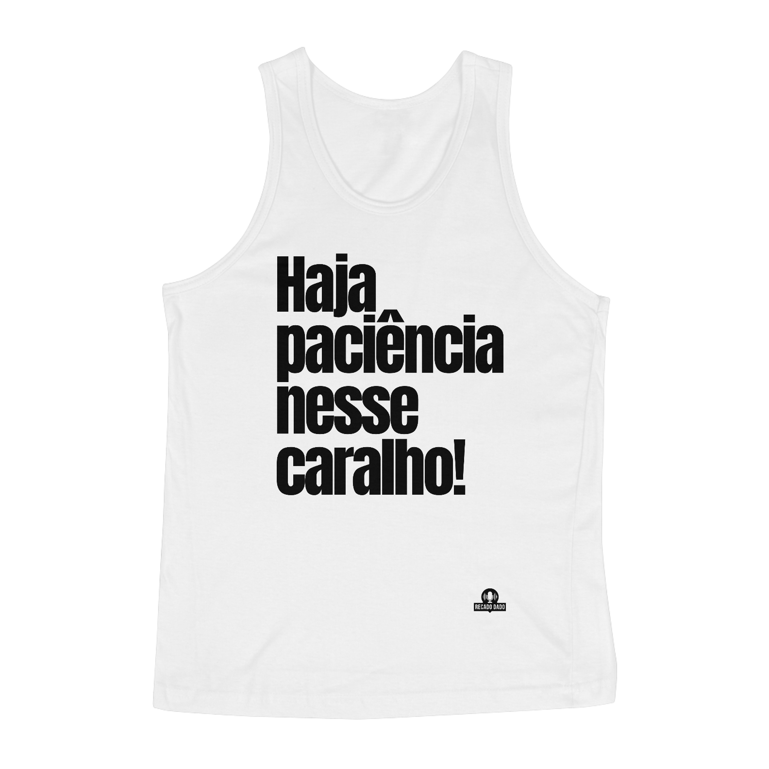 Camiseta regata com humor e frase 