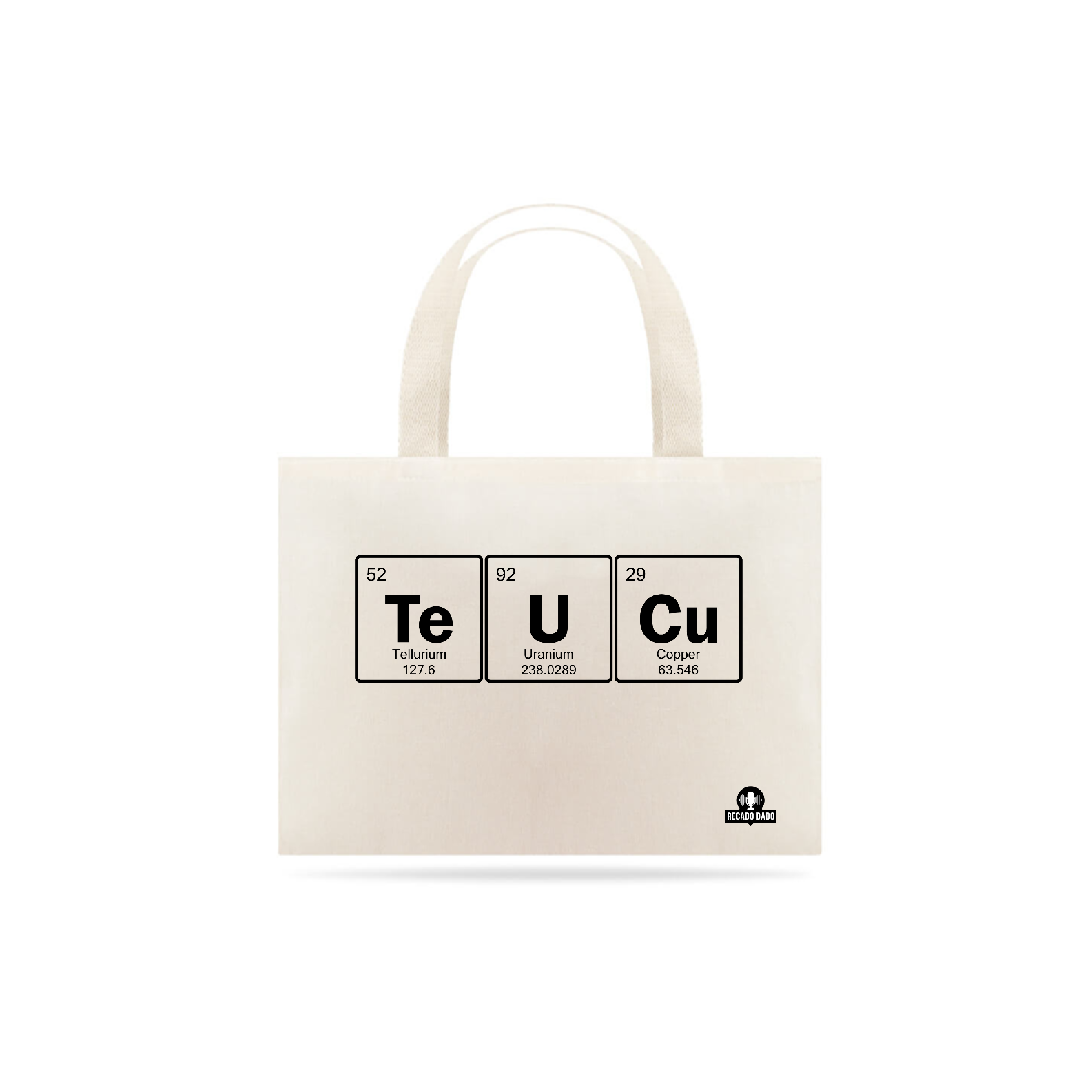 Ecobag engraçada com os elementos da tabela periódia 