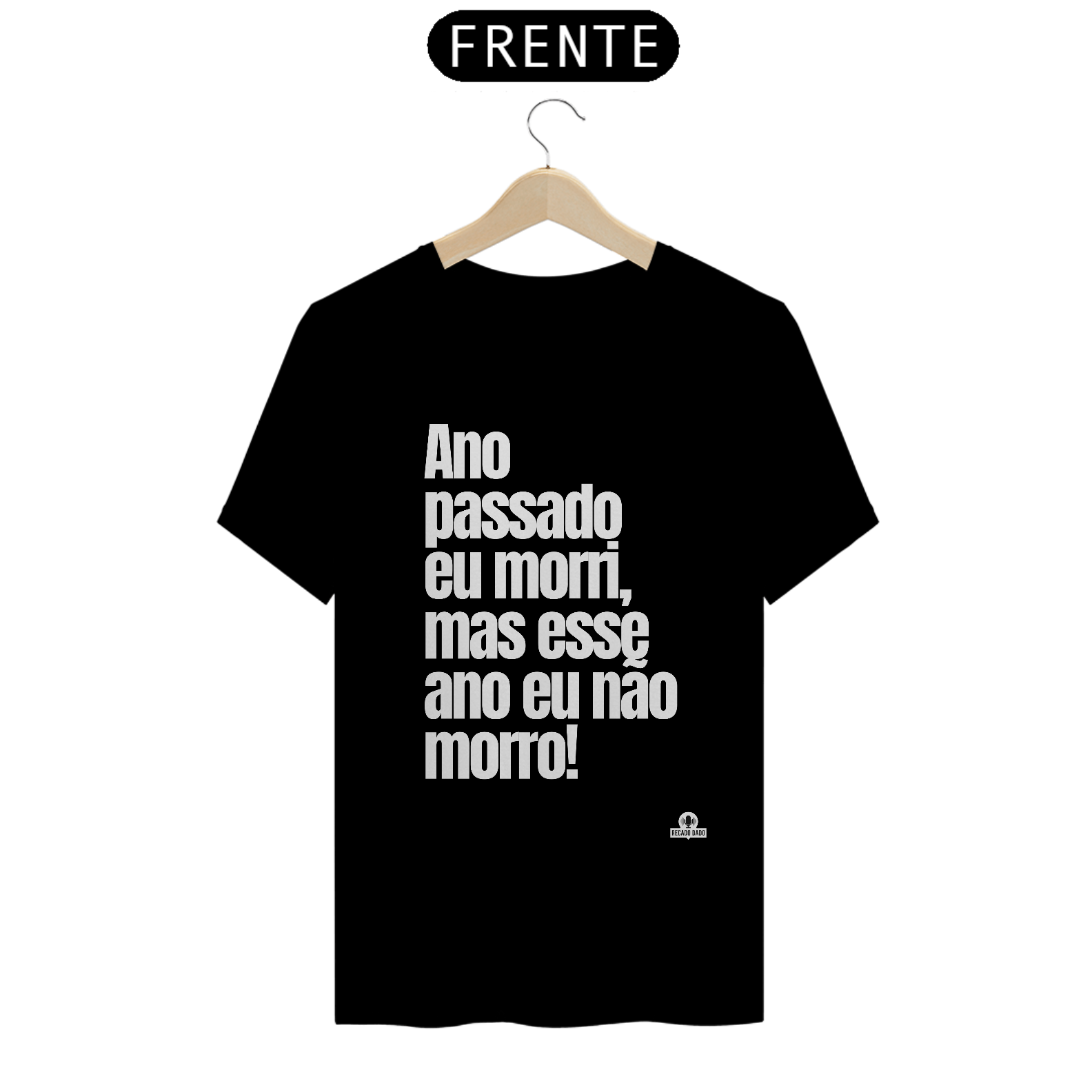 Camiseta de bloquinho com frase do cantor Belchior 