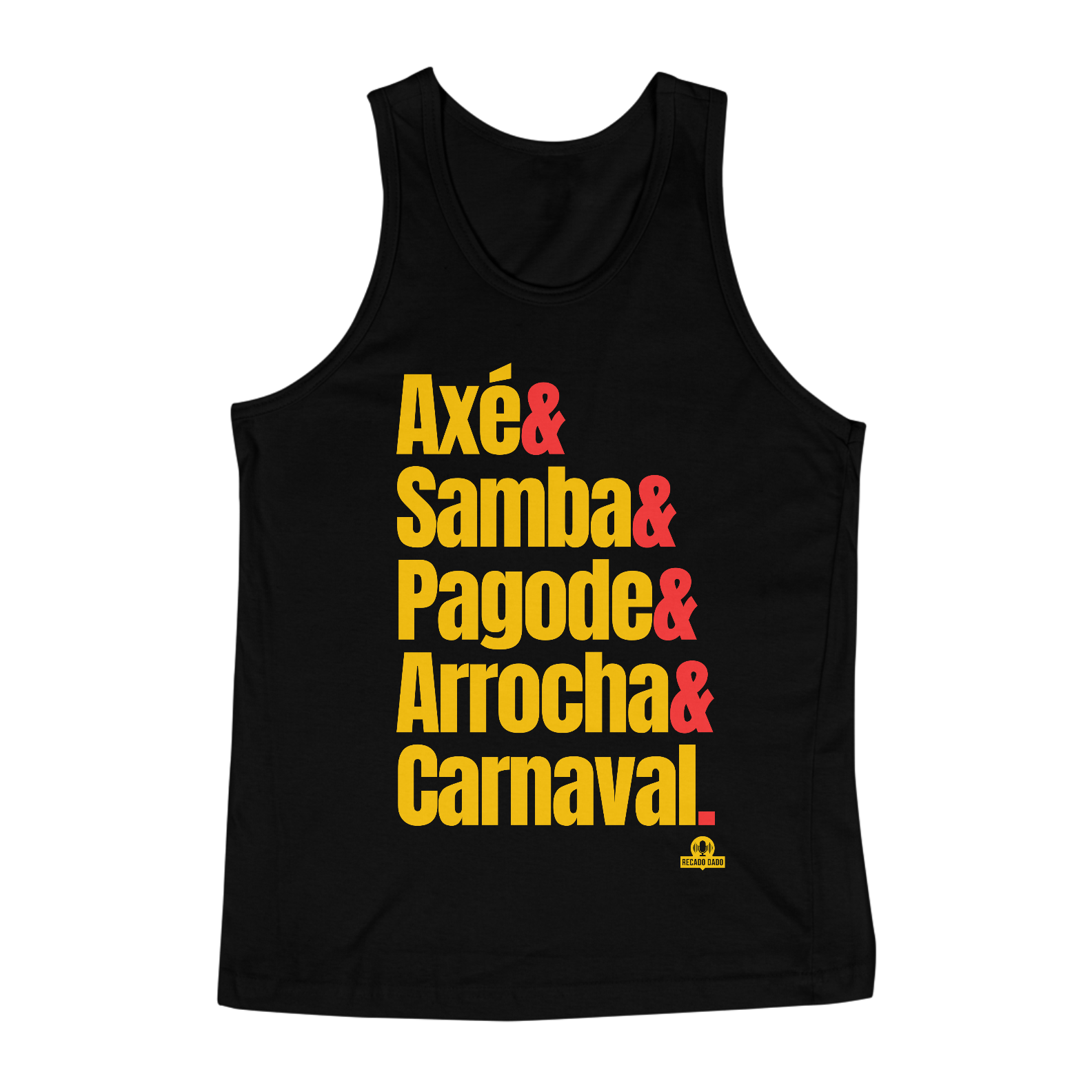 Camiseta regata com estampa dos ritmos carnavalescos 