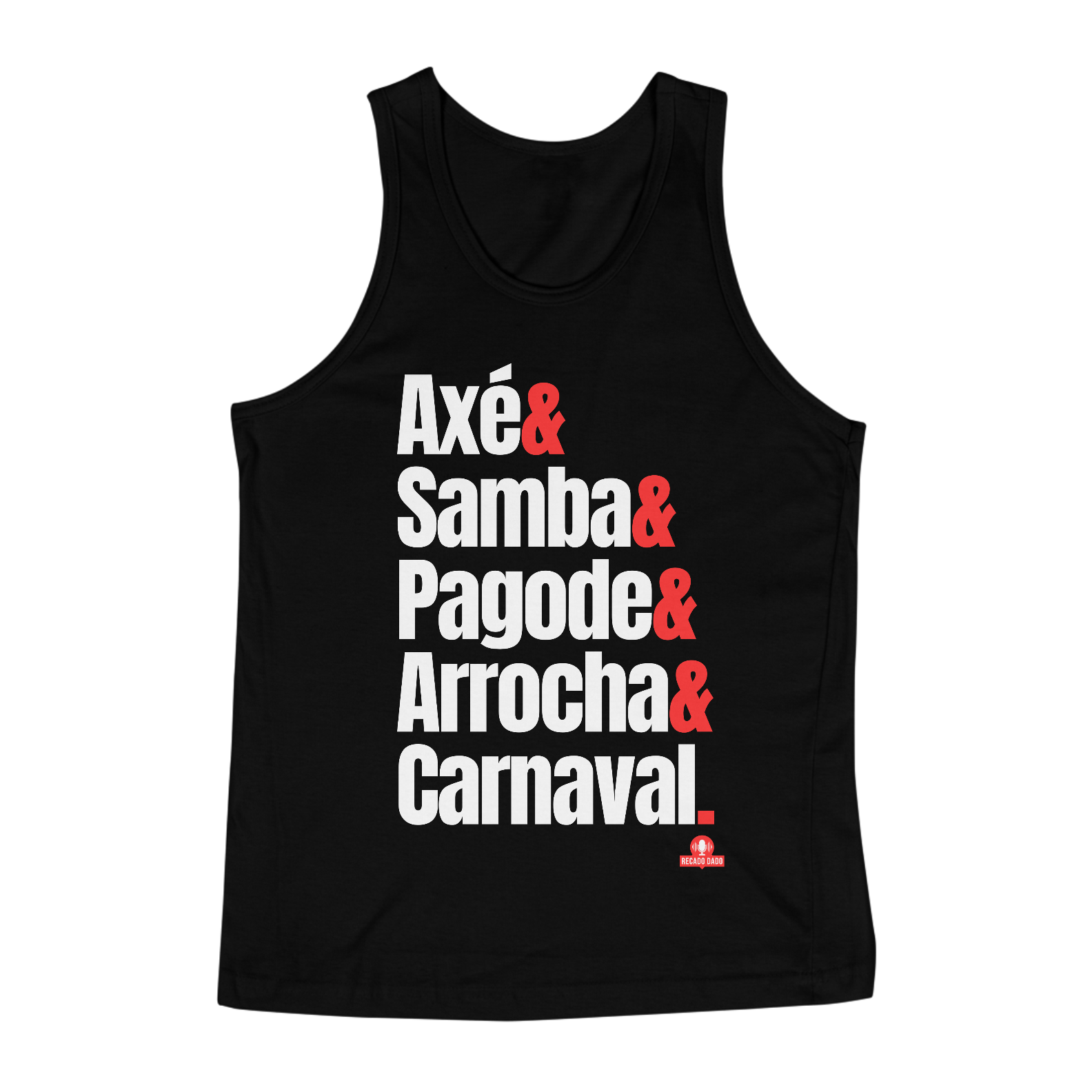 Camiseta regata com estampa dos ritmos carnavalescos 