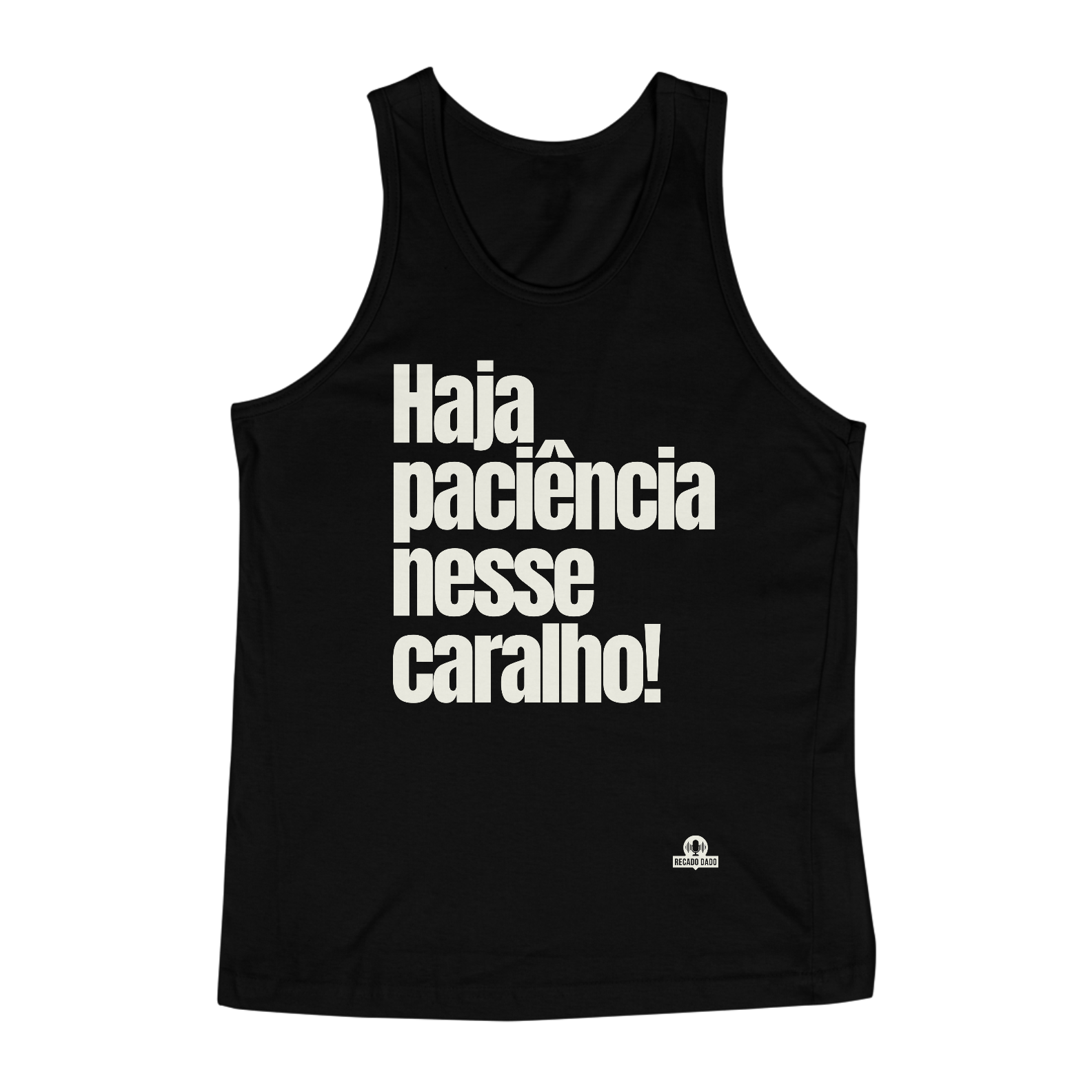 Camiseta regata com humor e frase 