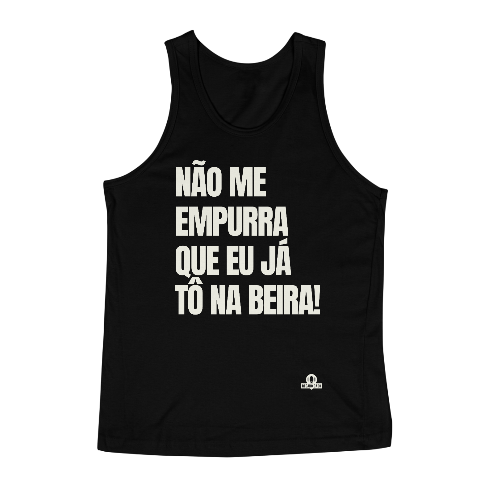 Camiseta regata com frase de humor 