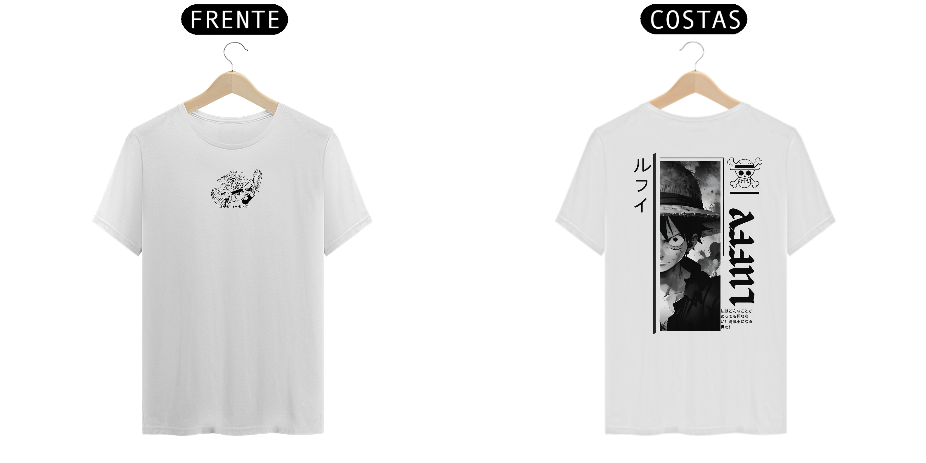 One Piece - T-Shirt Branca Frente/Costas Luffy I